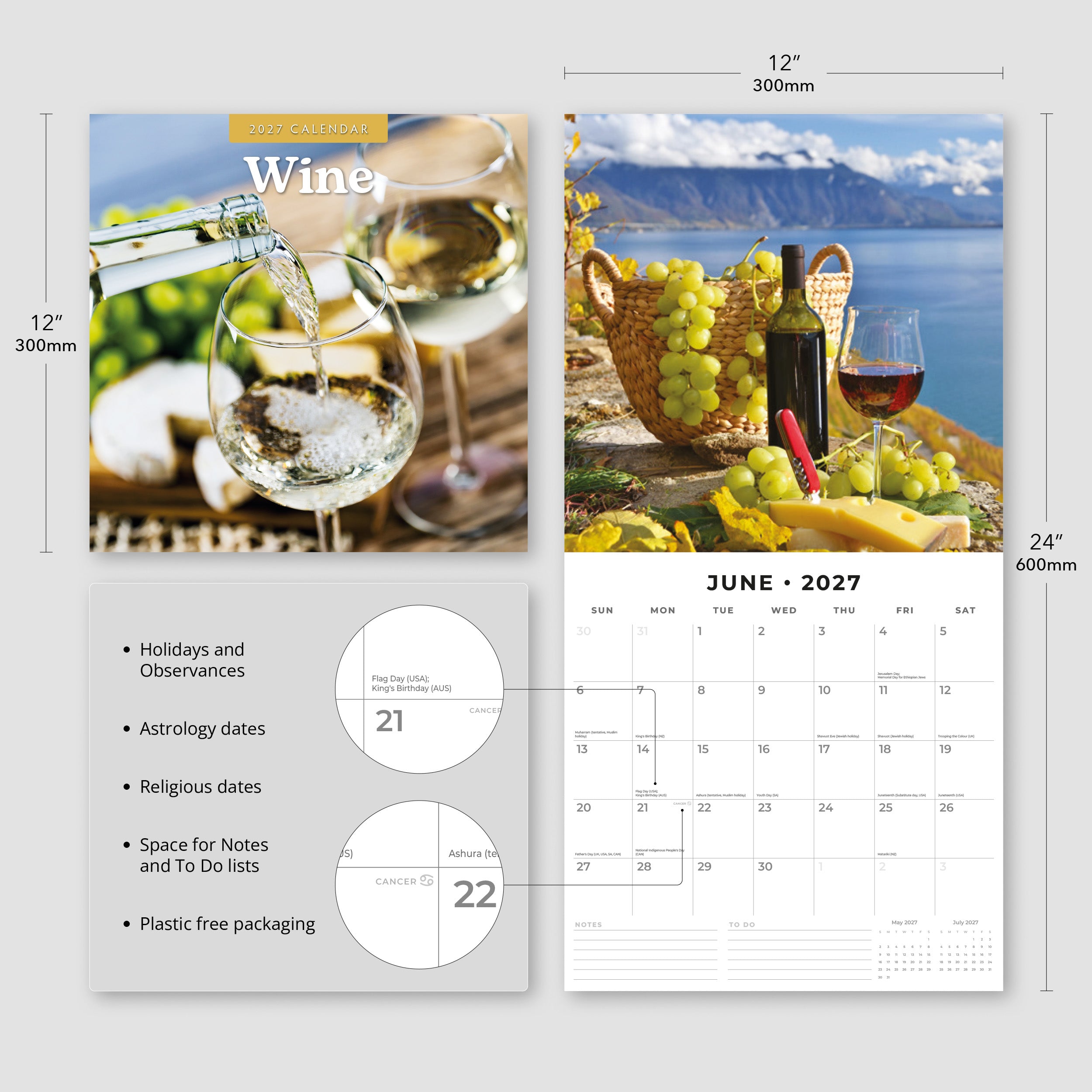 2027 Wine - Square Wall Calendar