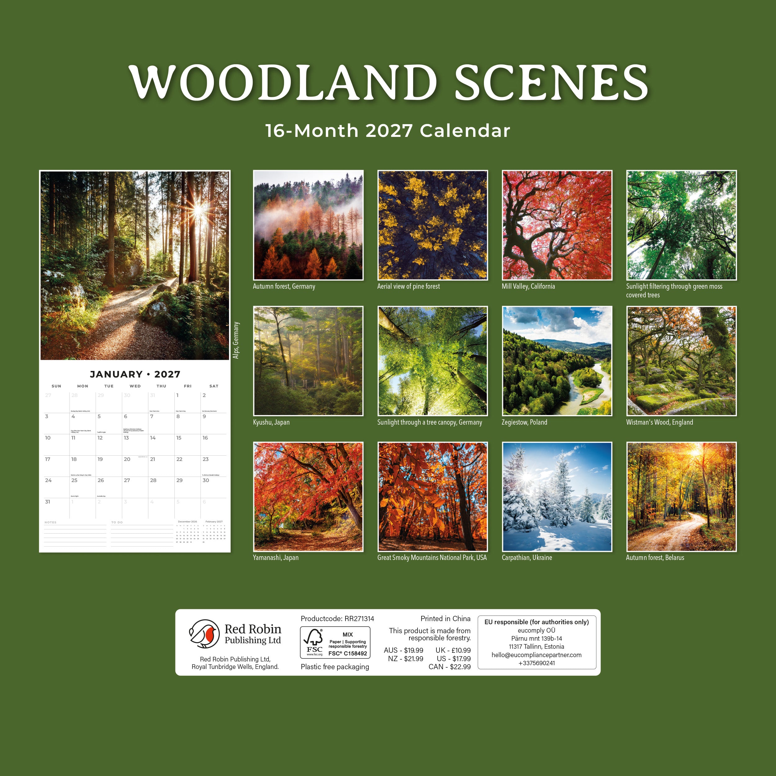 2027 Woodland Scenes - Square Wall Calendar