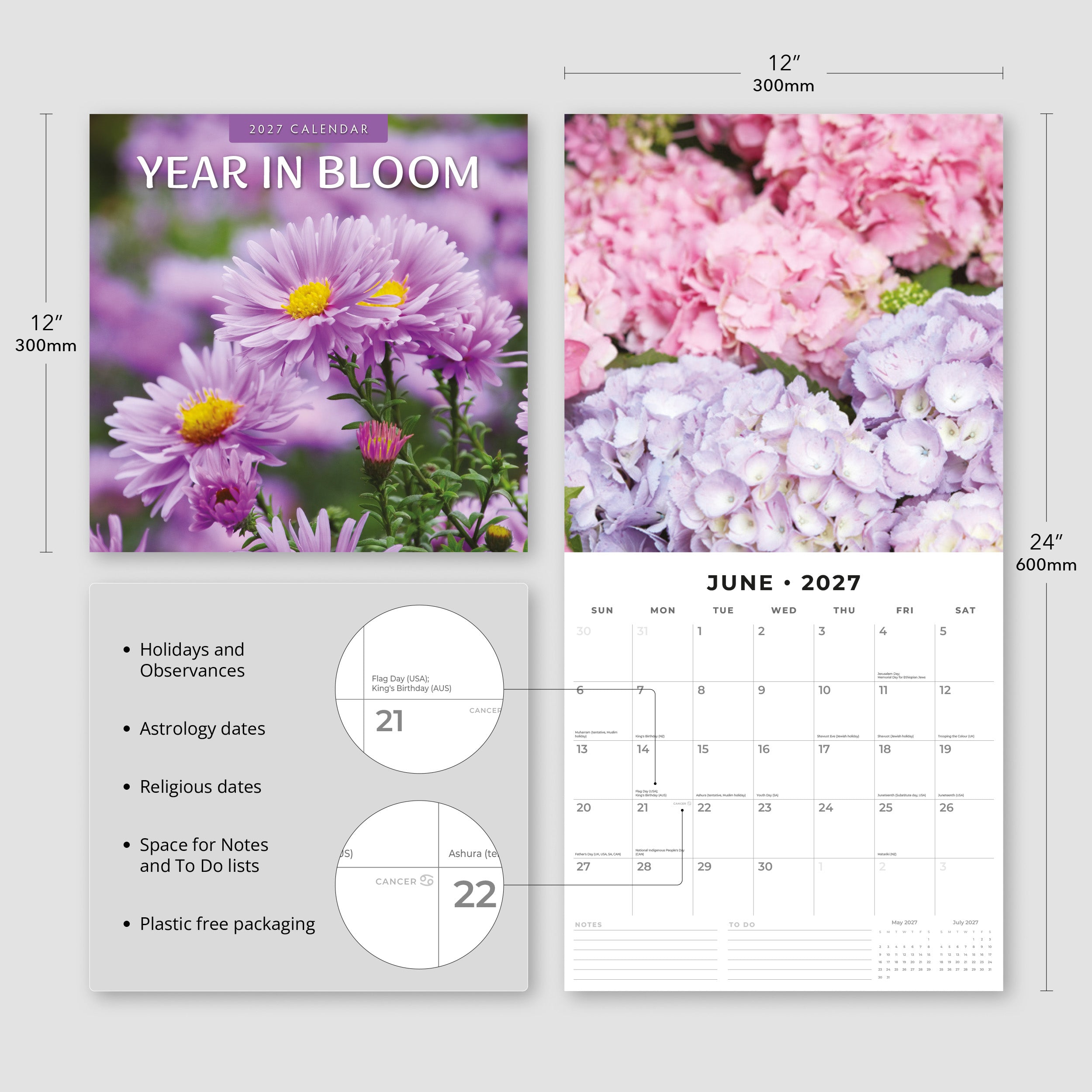 2027 Year in Bloom - Square Wall Calendar