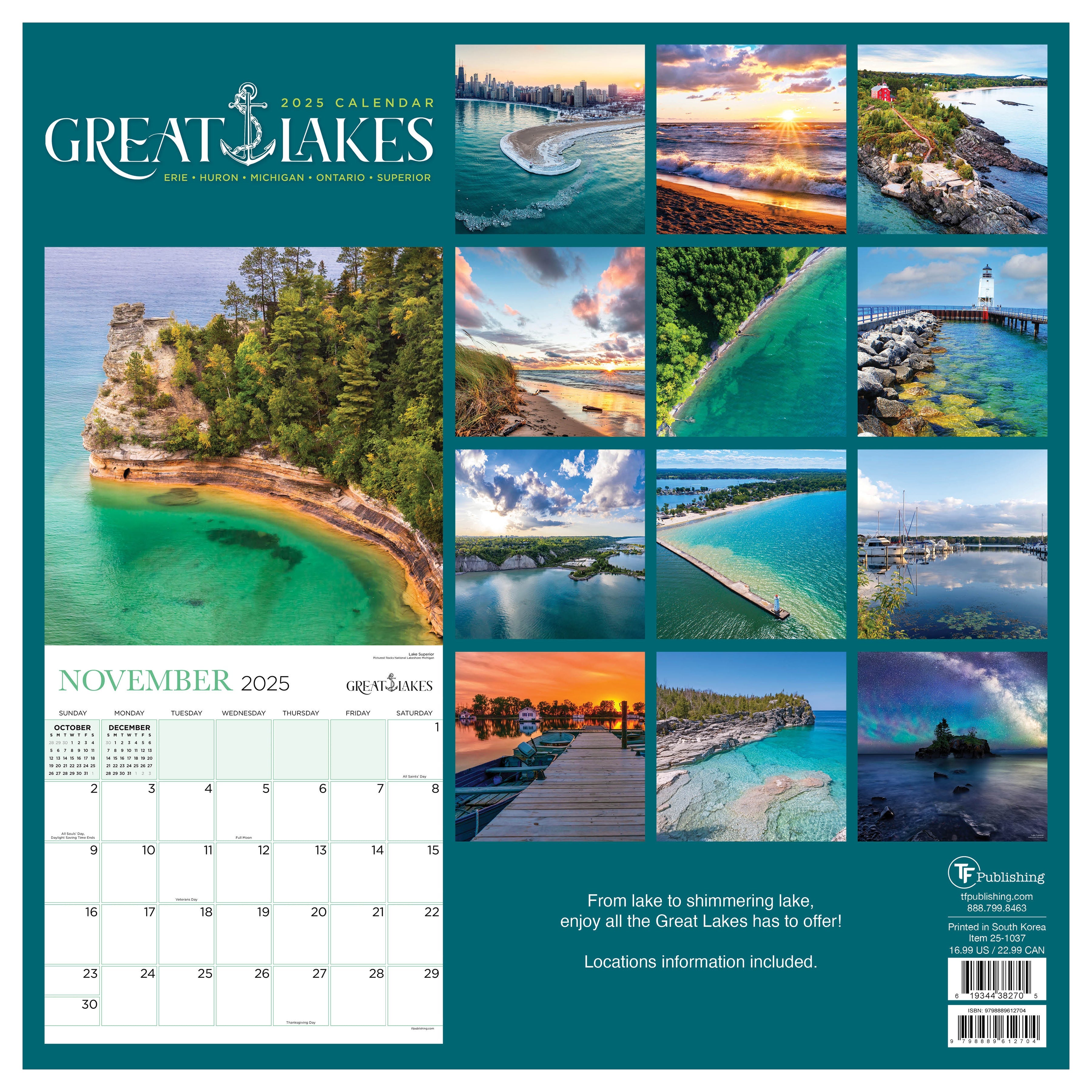 2025 Great Lakes by TF - Square Wall Calendar