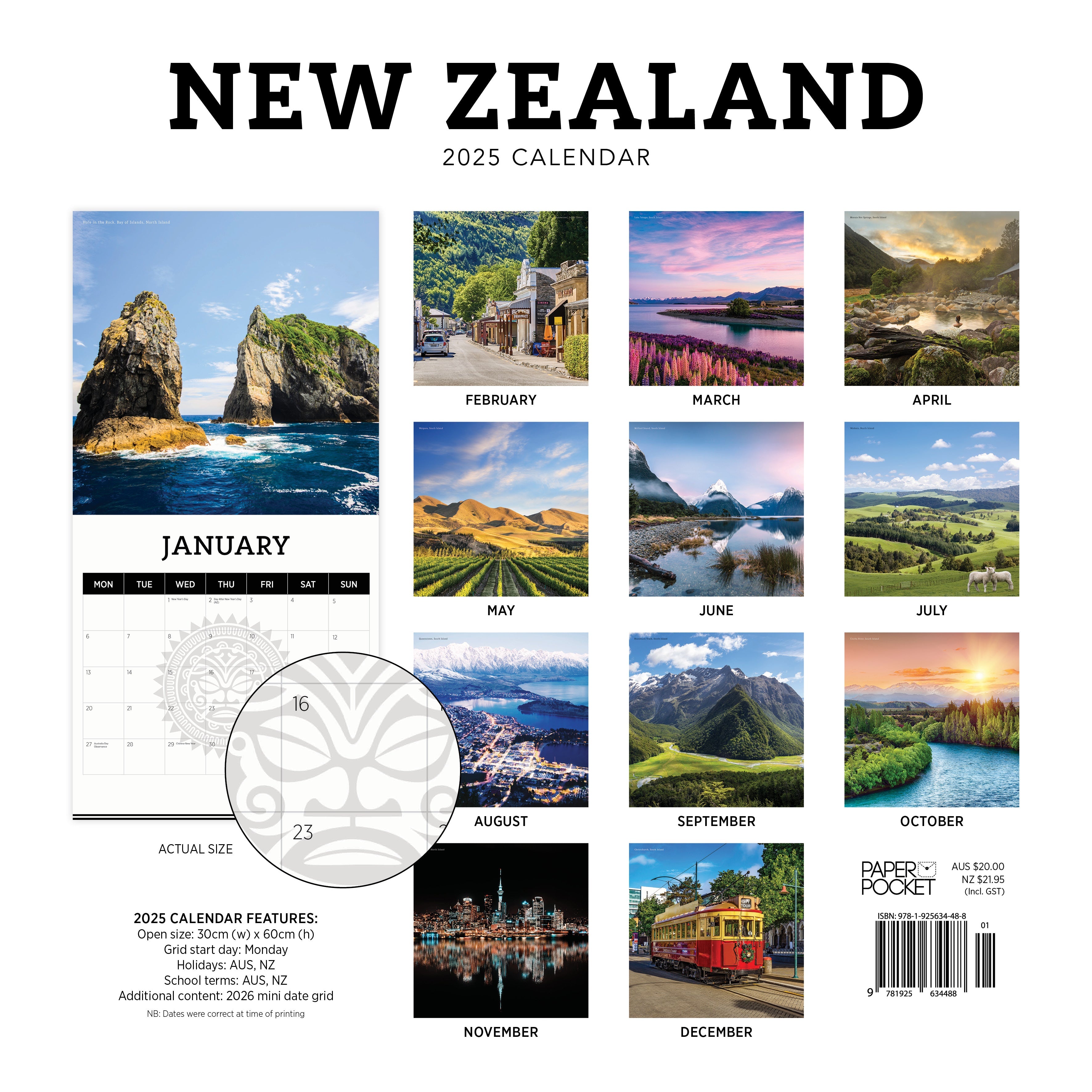 2025 New Zealand - Square Wall Calendar