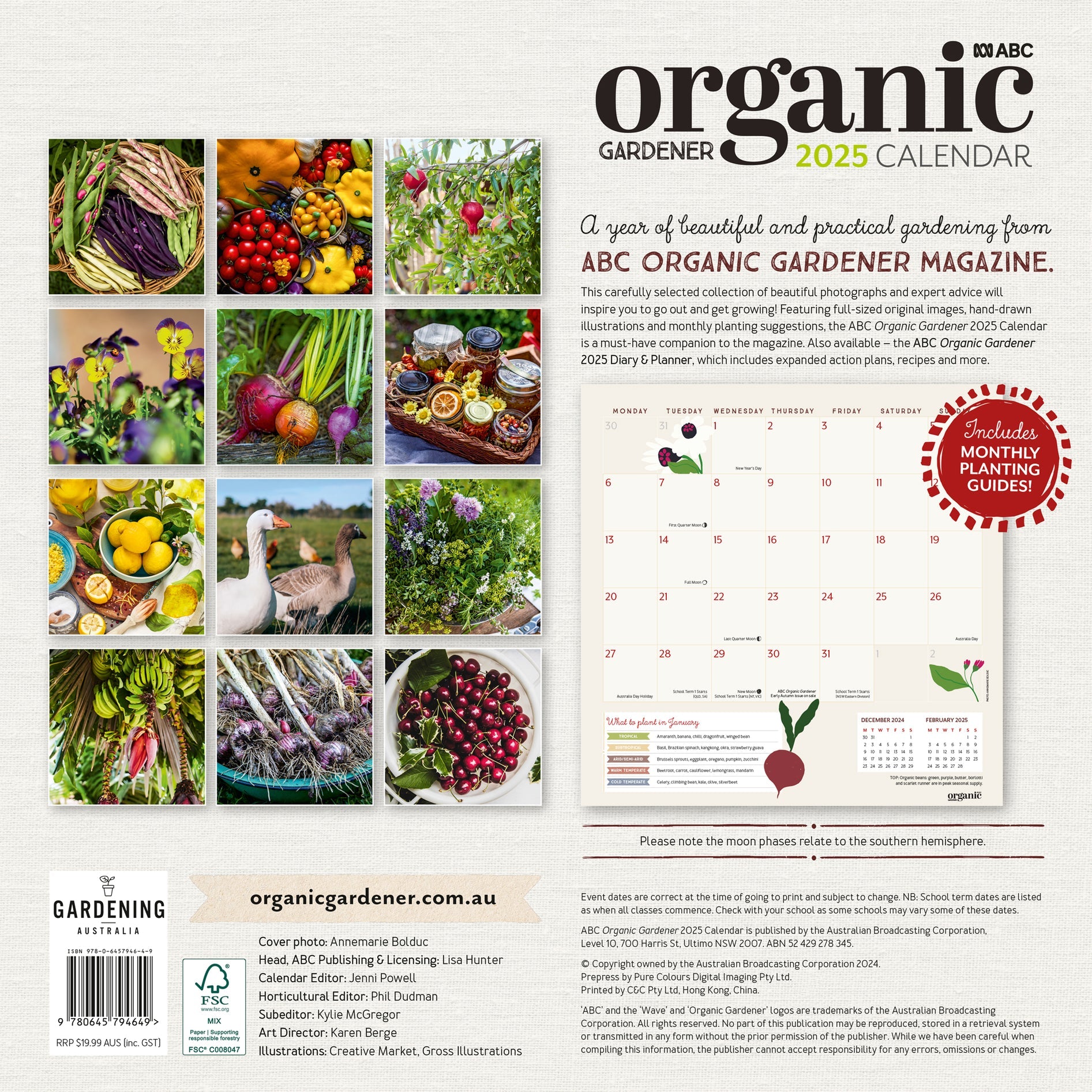 2025 ABC Organic Gardener - Square Wall Calendar