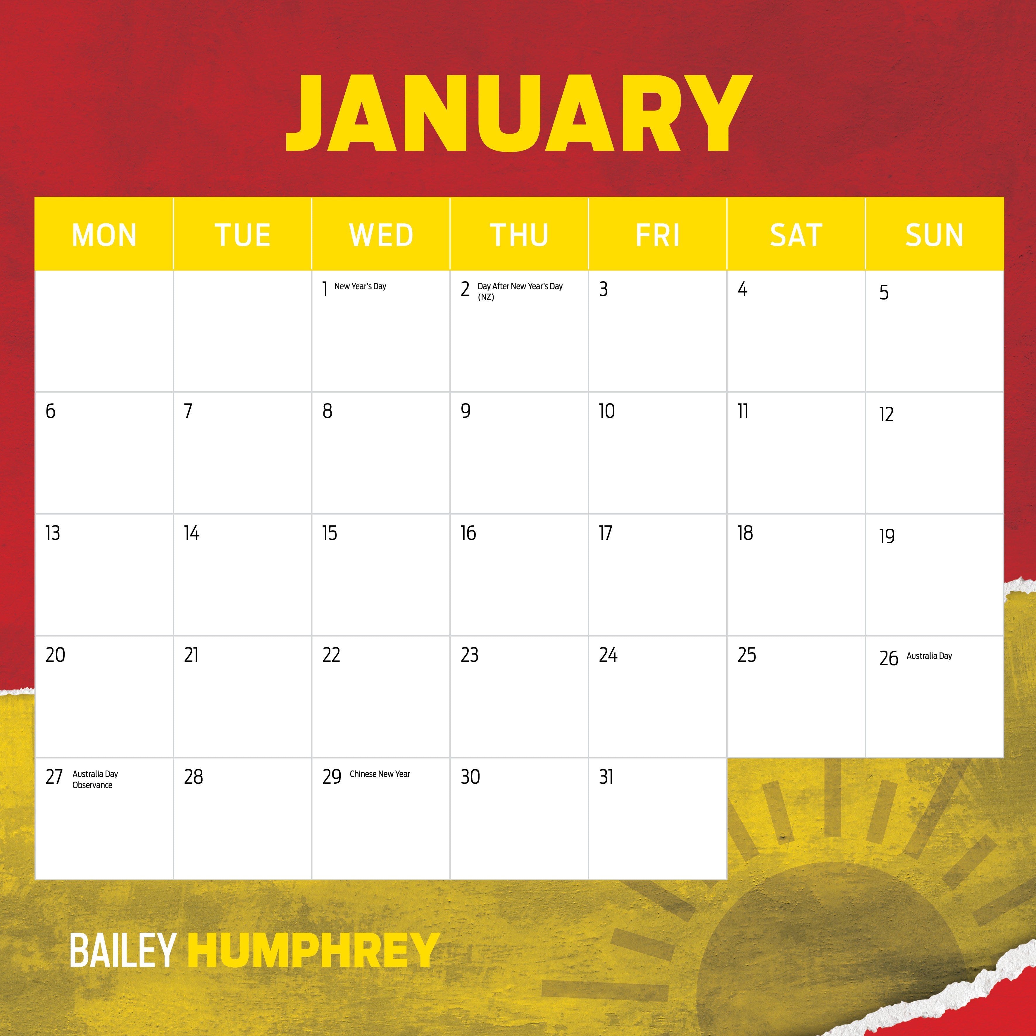 2025 AFL Gold Coast Suns - Square Wall Calendar