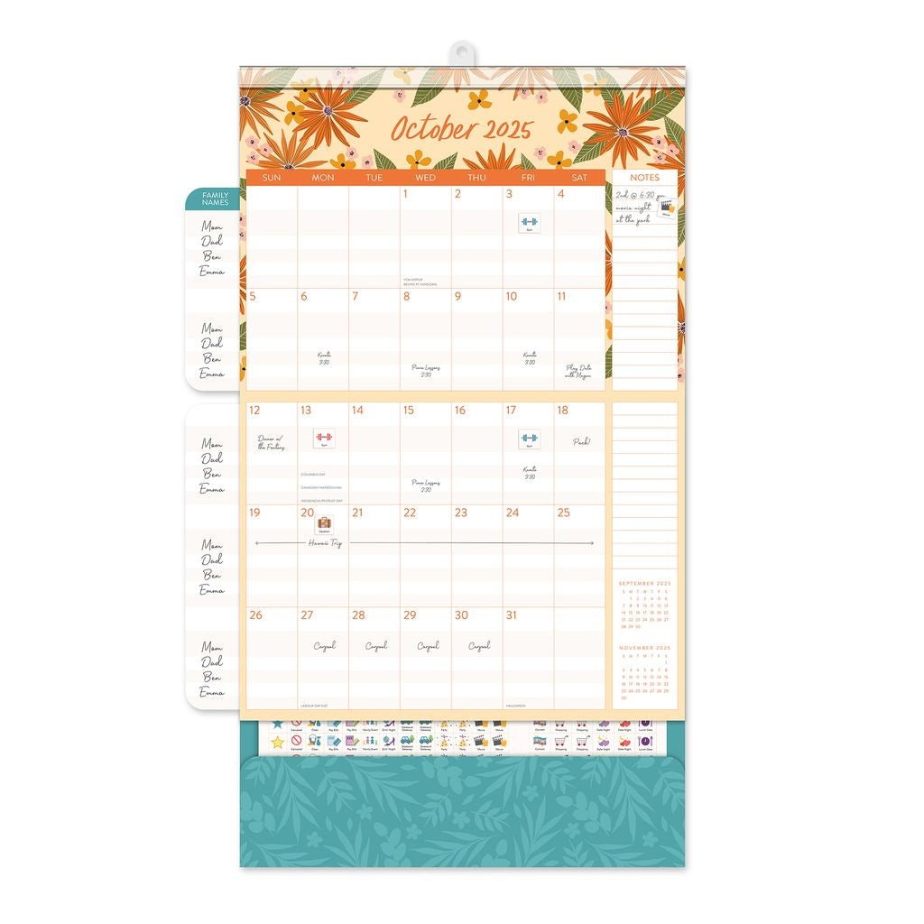 2025 Secret Garden Do It All Wall Family Planner - Deluxe Wall Calendar