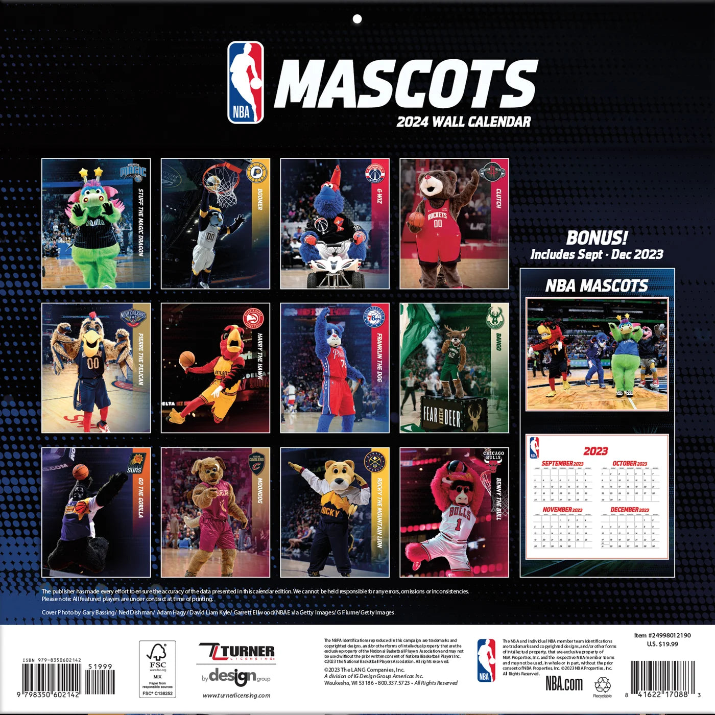 2024 NBA Mascots - Square Wall Calendar
