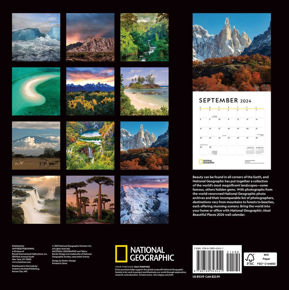 2024 Most Beautiful Places National Geographic Square Wall Calendar