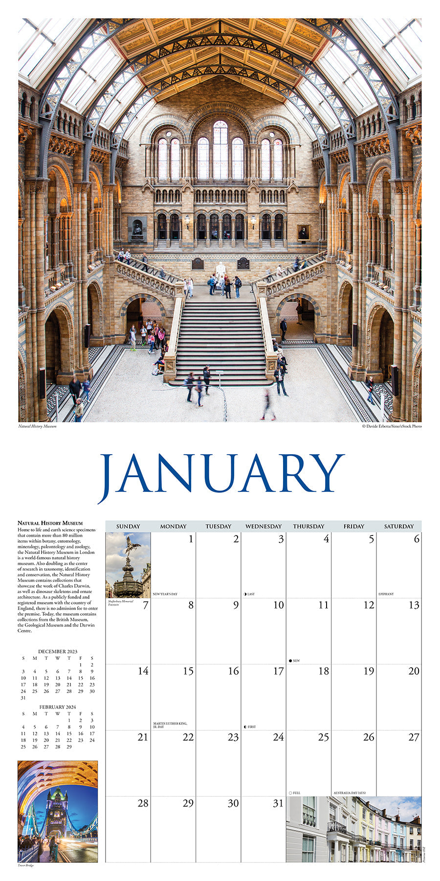 2024 A Walk in London Square Wall Calendar Travel Calendars by