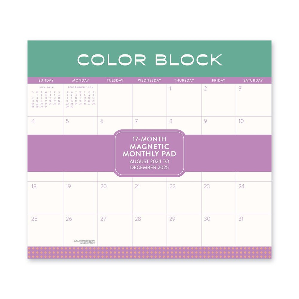 2025 Color Block - Monthly Magnetic Pad Calendar