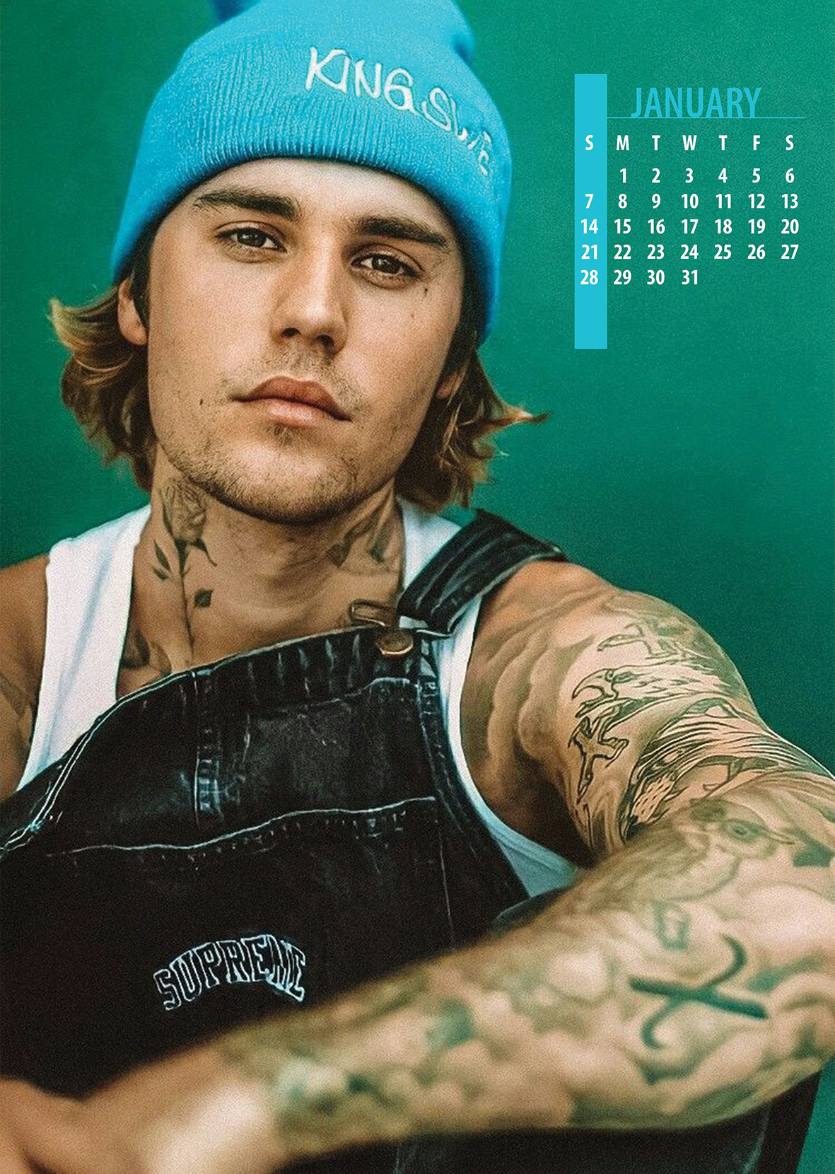 2024 Justin Bieber A3 Wall Calendar