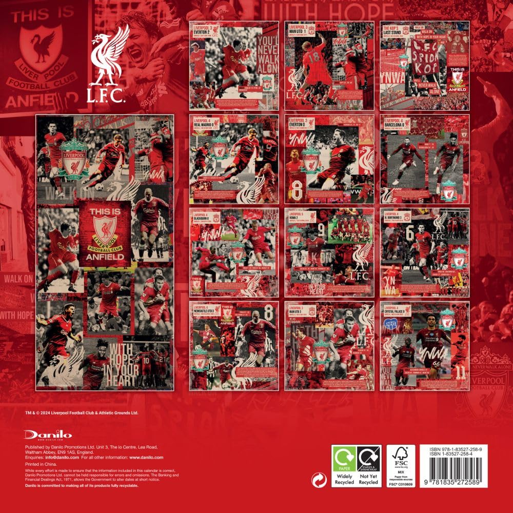 2025 Liverpool Fc - Calendar & Diary Musical Gift Box Set