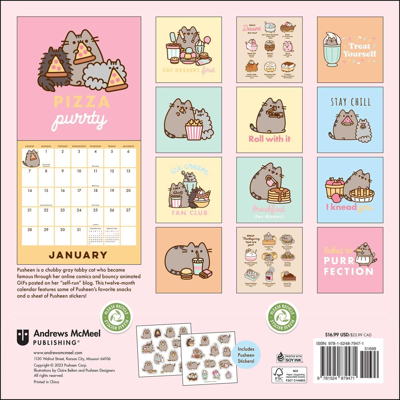 2024 Pusheen The Cat - Square Wall Calendar  SOLD OUT