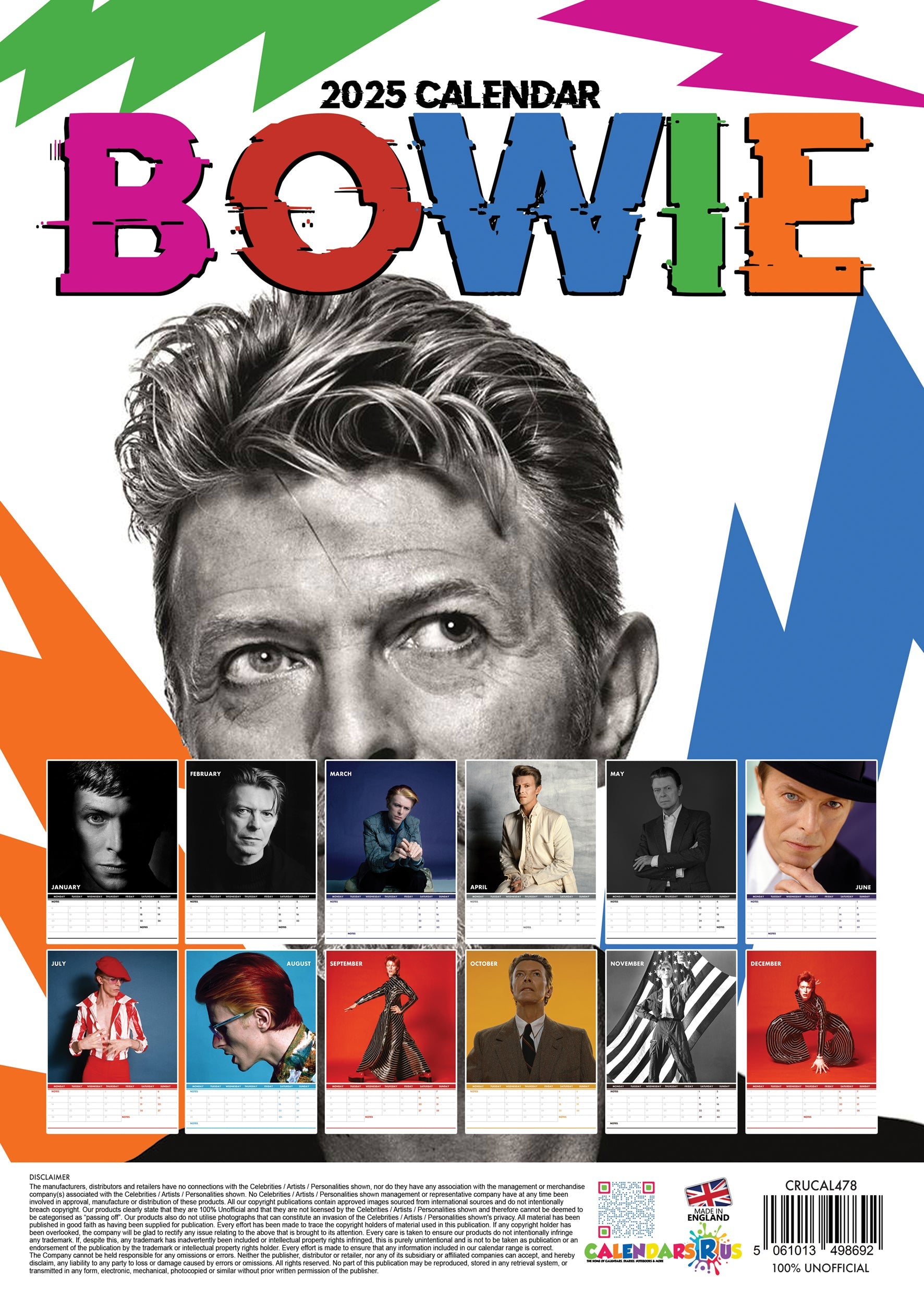 2025 David Bowie - A3 Wall Calendar