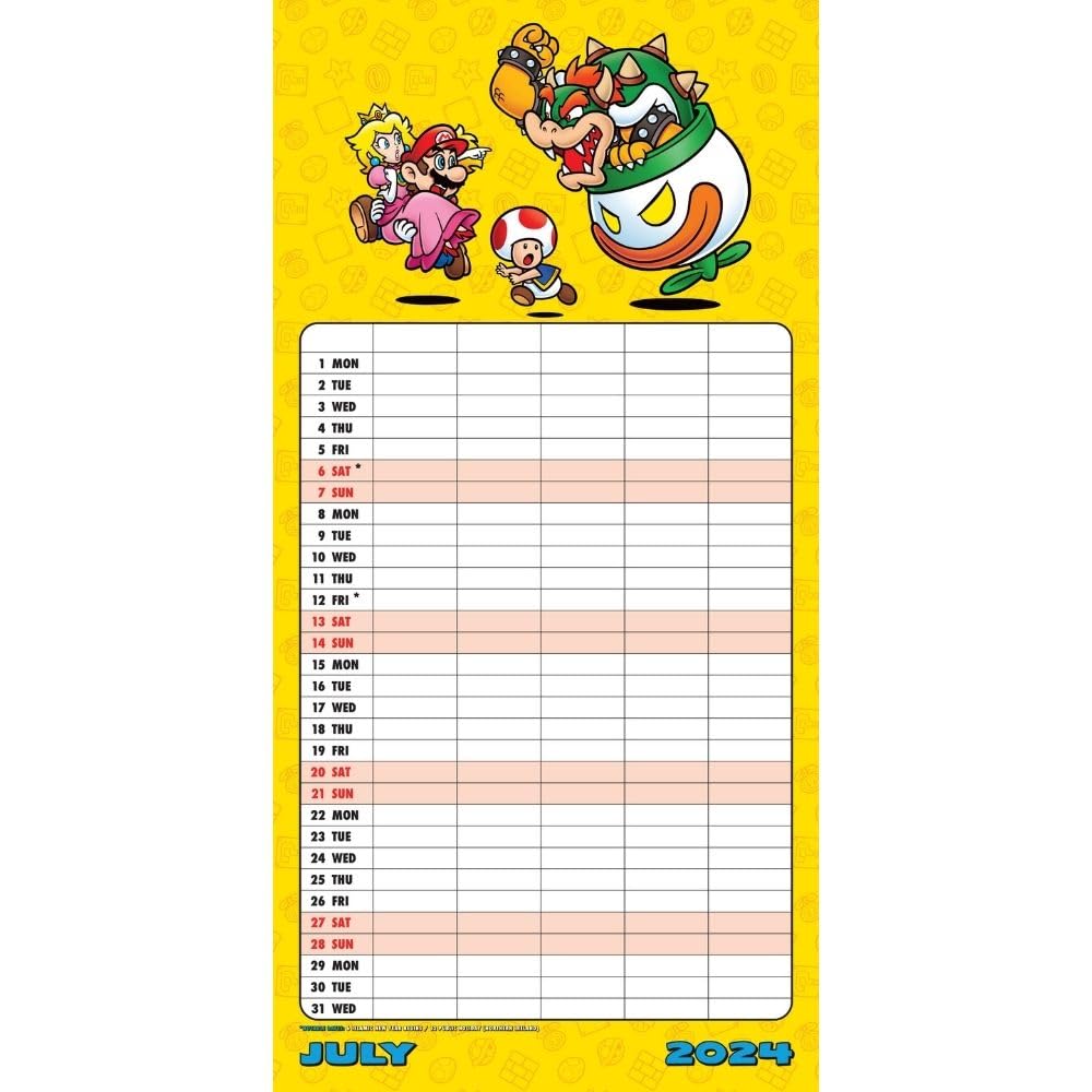 2024 Super Mario Family Square Wall Calendar