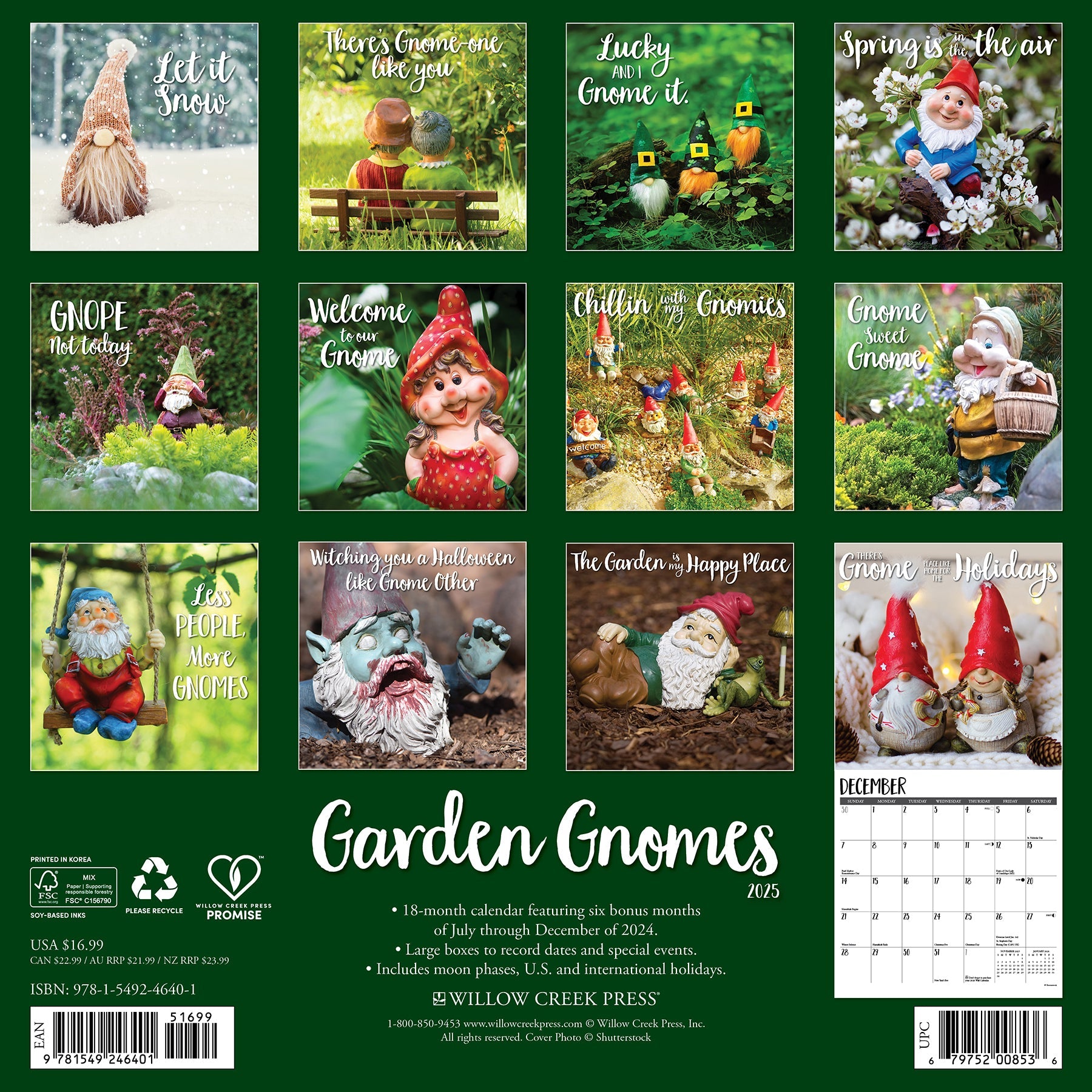 2025 Garden Gnomes - Square Wall Calendar