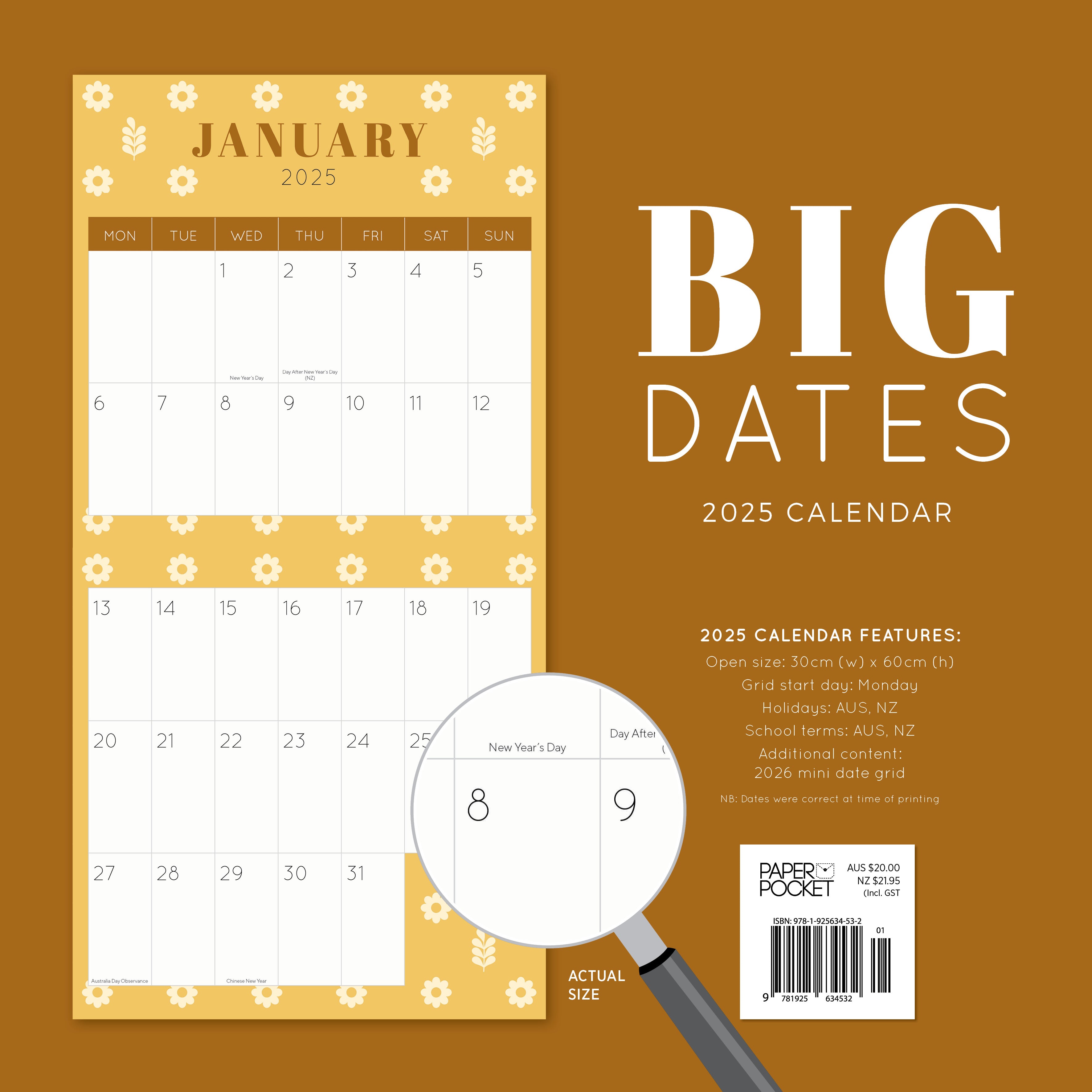 2025 BIG DATES -Easy- to-See - Square Wall Calendar