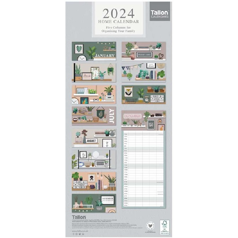 2024 Home Garden Family Organiser - Slim Wall Calendar  SOLD OUT