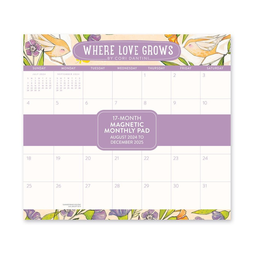 2025 Where Love Grows - Monthly Magnetic Pad Calendar