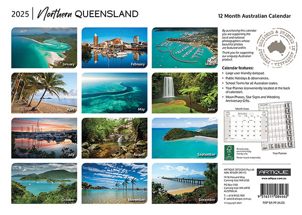 2025 Northern Queensland By Artique - Horizontal Wall Calendar