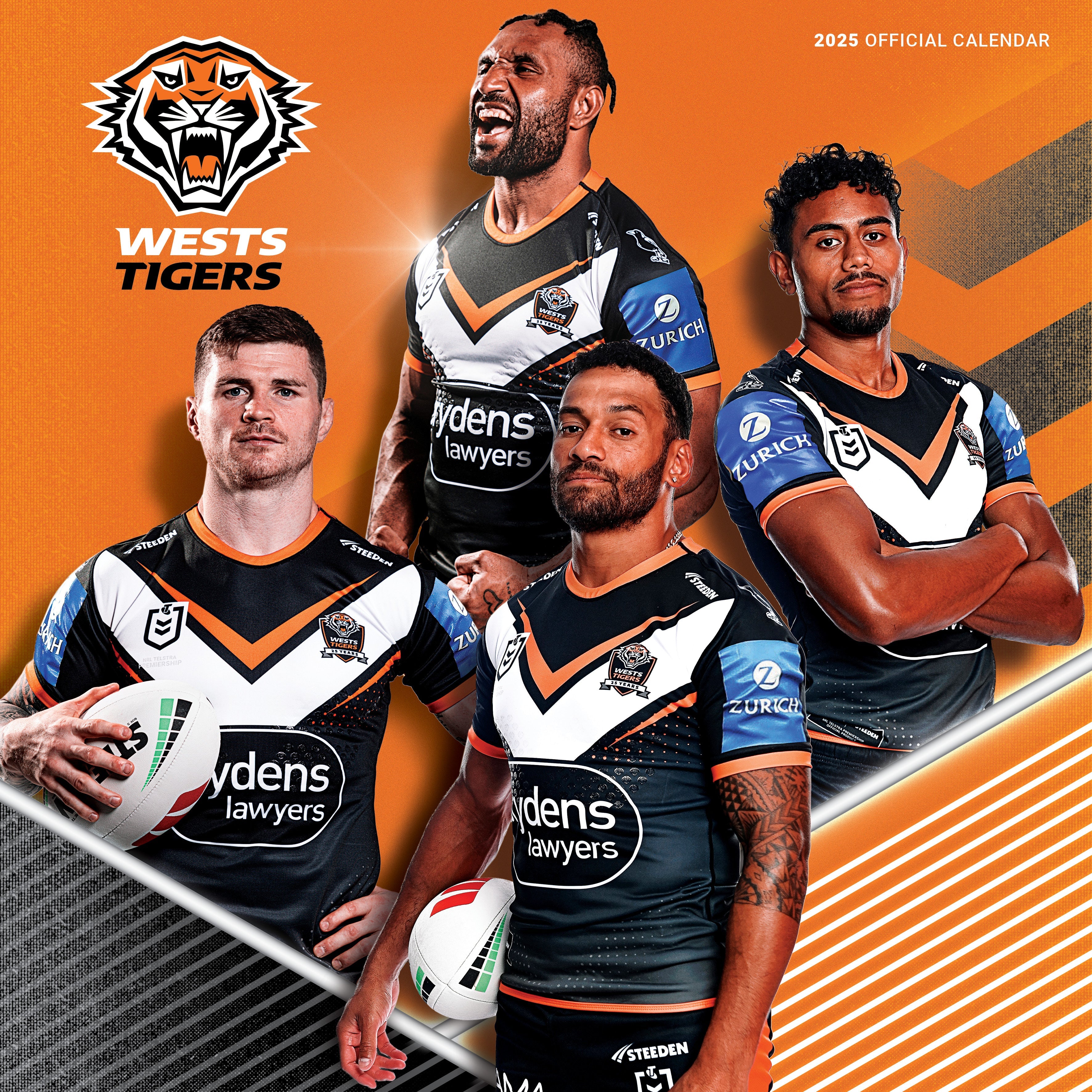 2025 NRL Wests Tigers - Square Wall Calendar