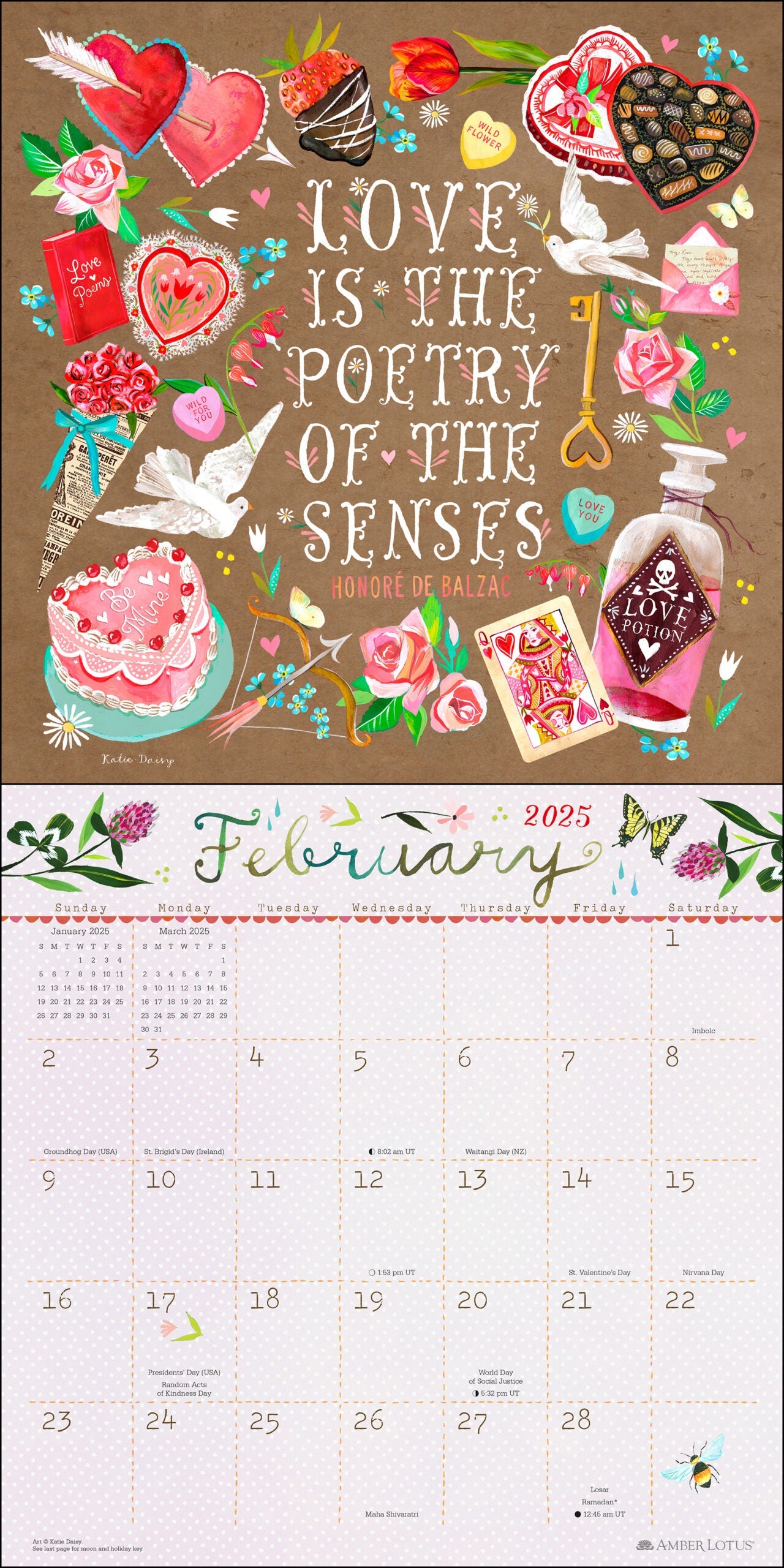 2025 Katie Daisy: Find Me in the Flowers - Square Wall Calendar