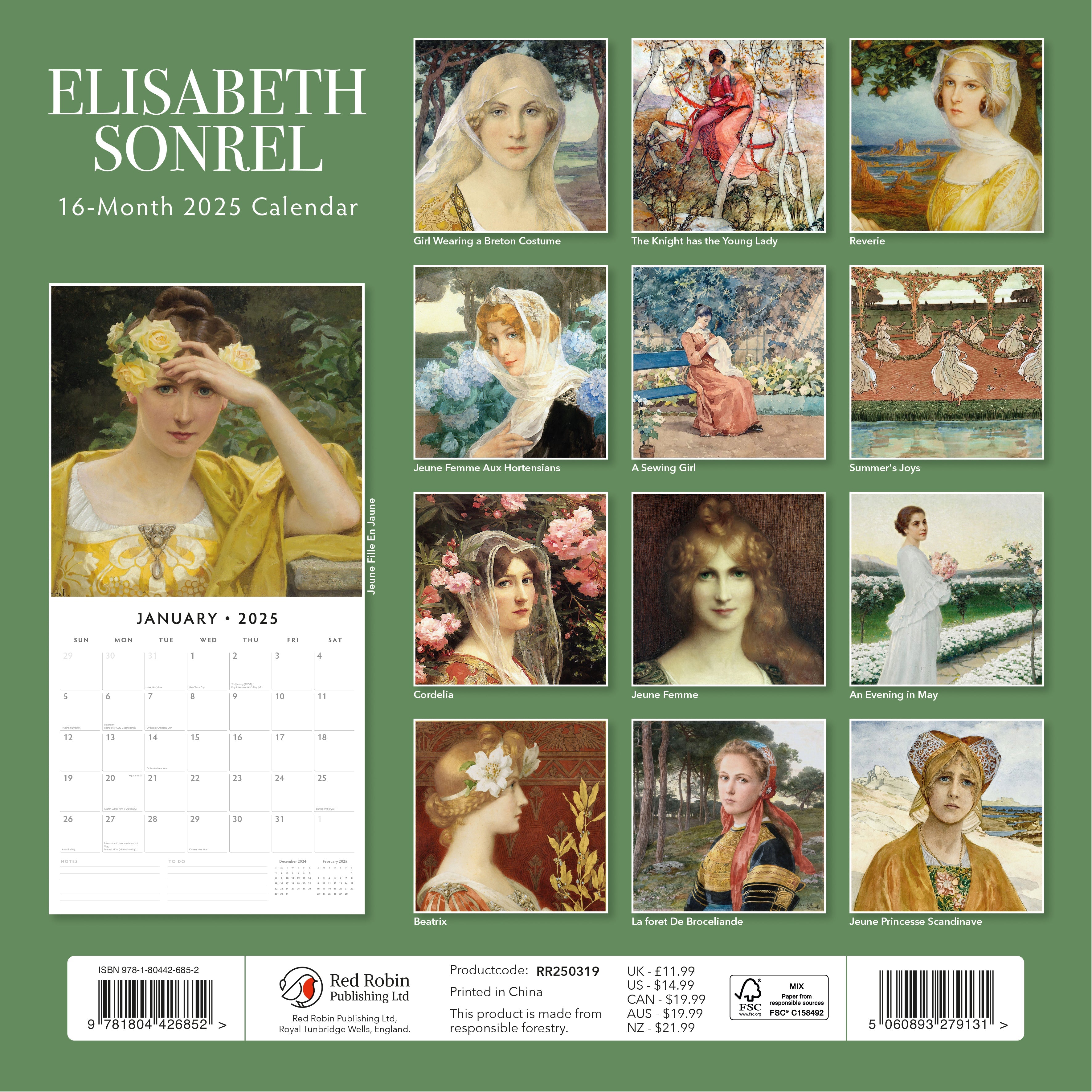 2025 Elisabeth Sonrel - Square Wall Calendar