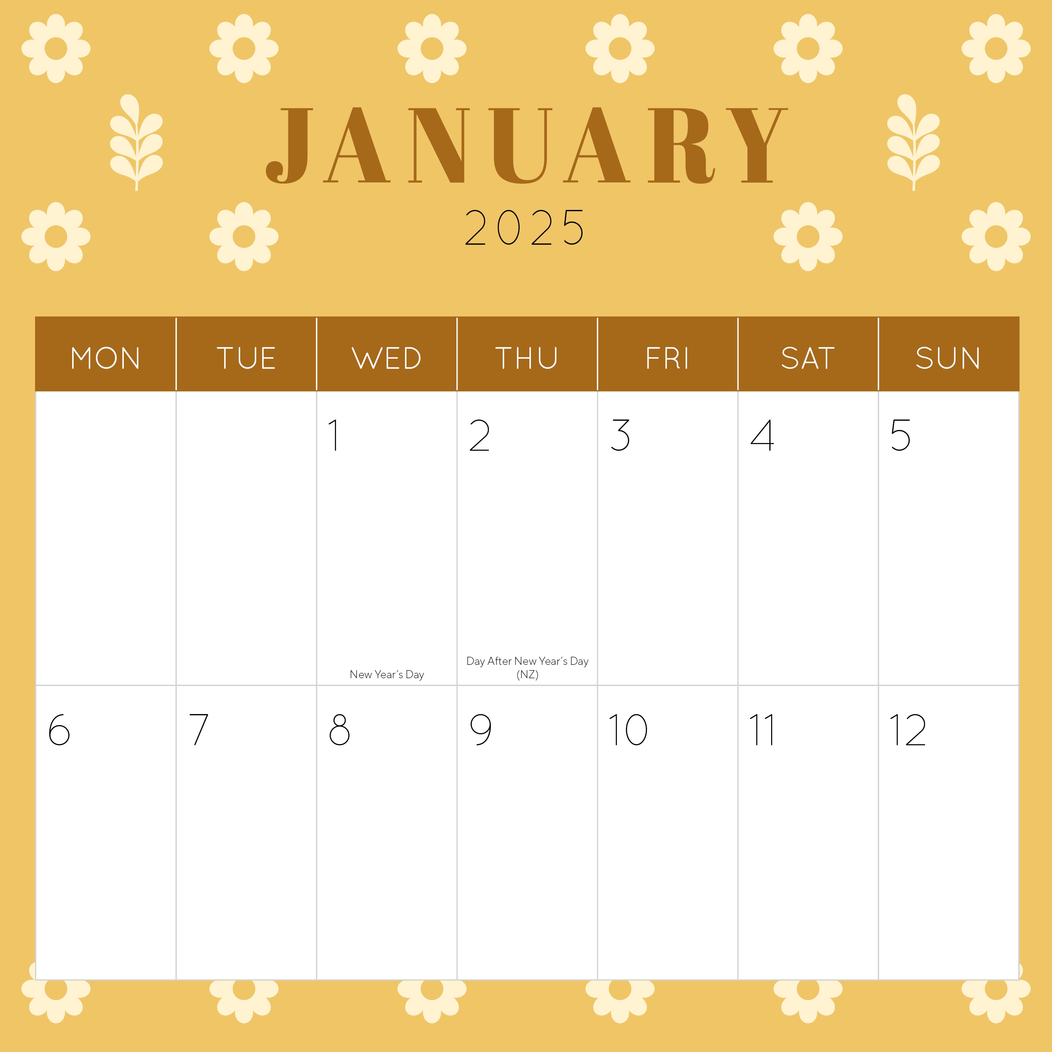 2025 BIG DATES -Easy- to-See - Square Wall Calendar