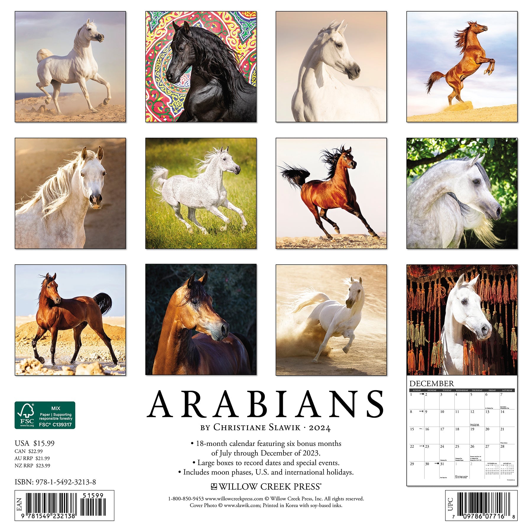 2024 Arabians Horses - Square Wall Calendar