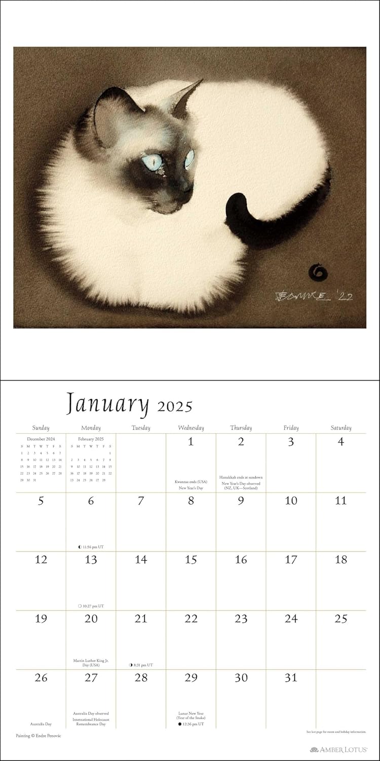 2025 The Artful Cat - Square Wall Calendar