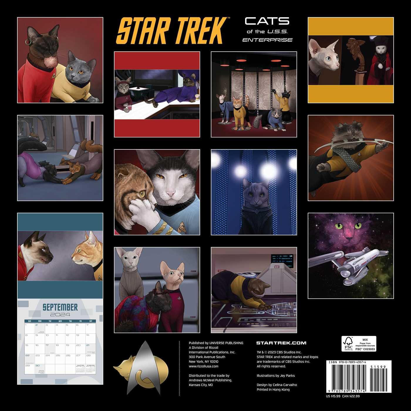 2024 Star Trek Cats - Square Wall Calendar  SOLD OUT