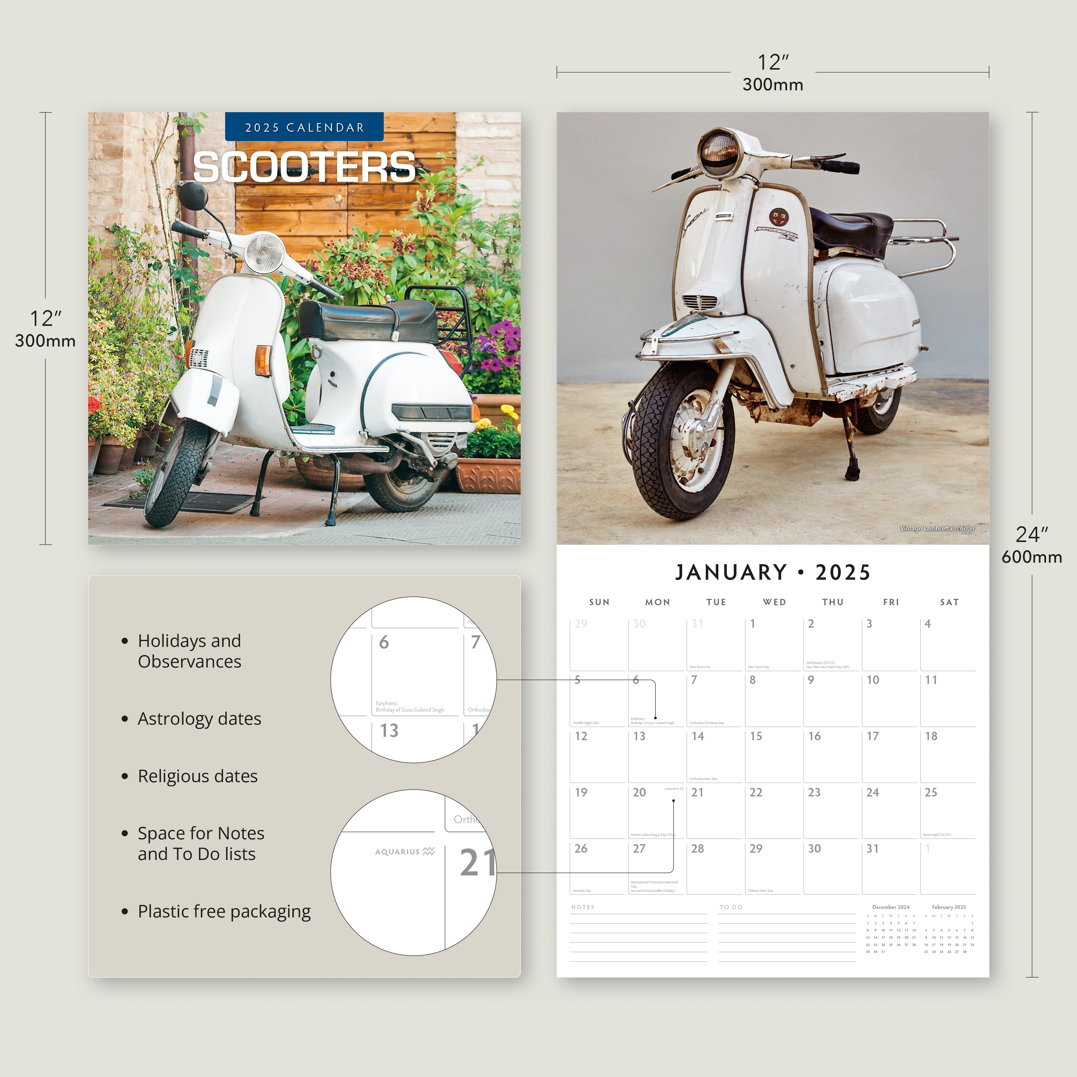 2025 Scooters - Square Wall Calendar