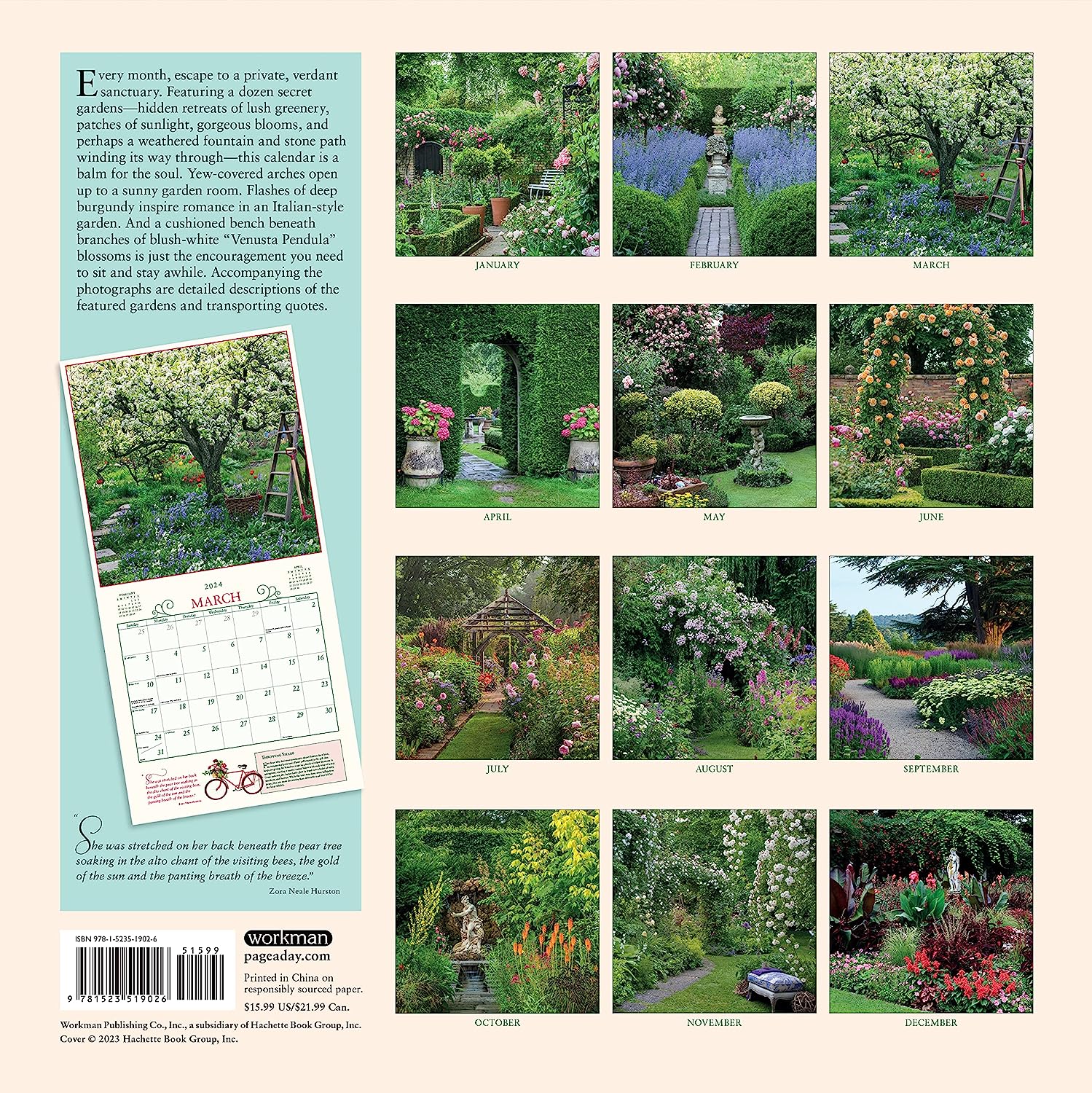 2024 Secret Garden Square Wall Calendar