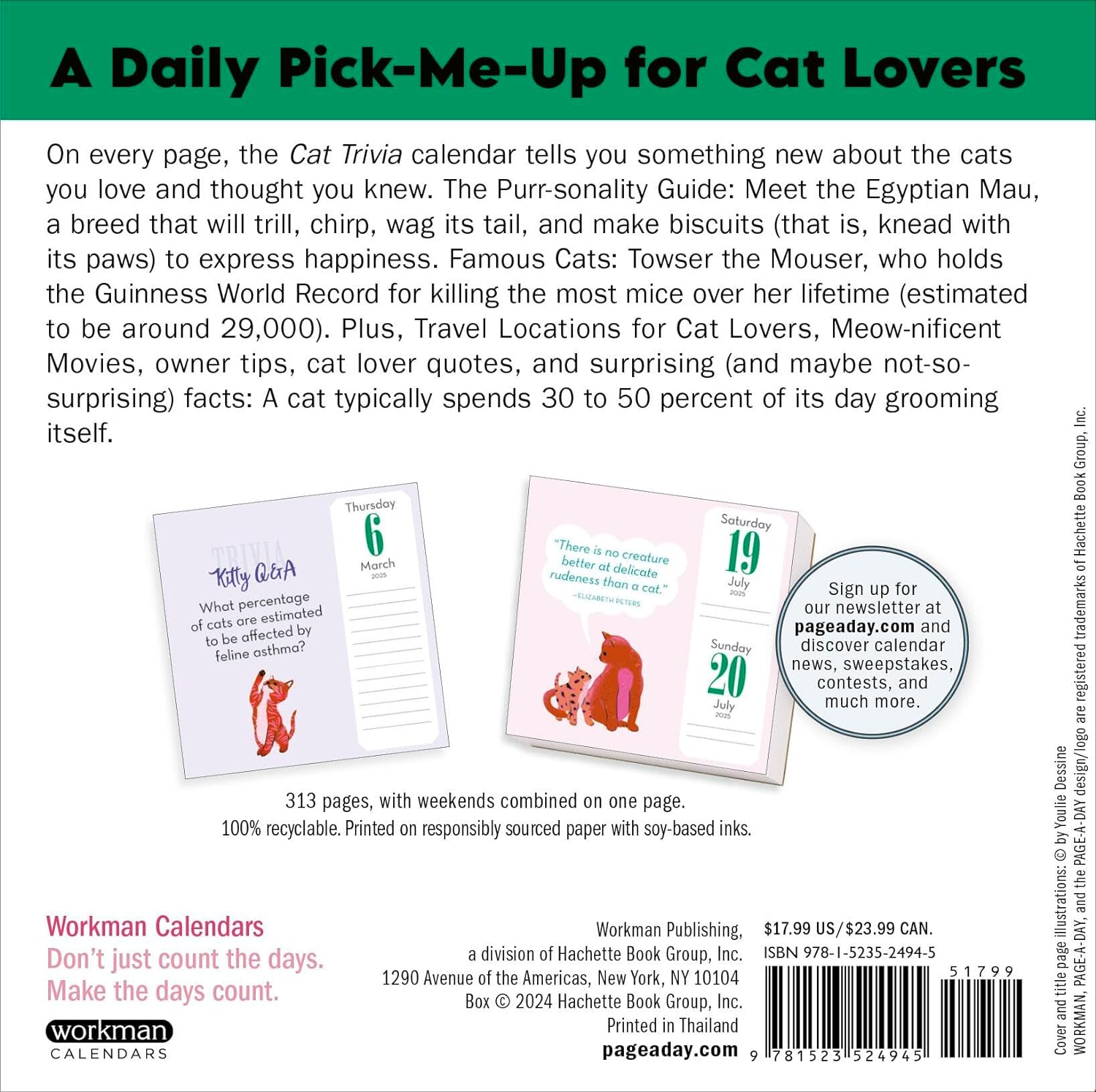 2025 Cat Trivia - Daily Boxed Page-A-Day Calendar
