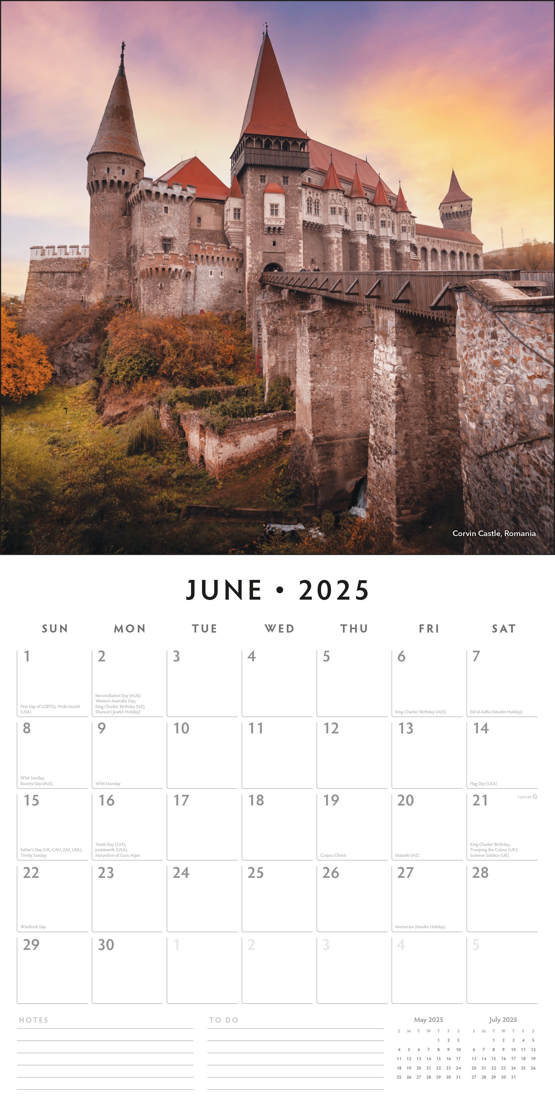 2025 Castles - Square Wall Calendar