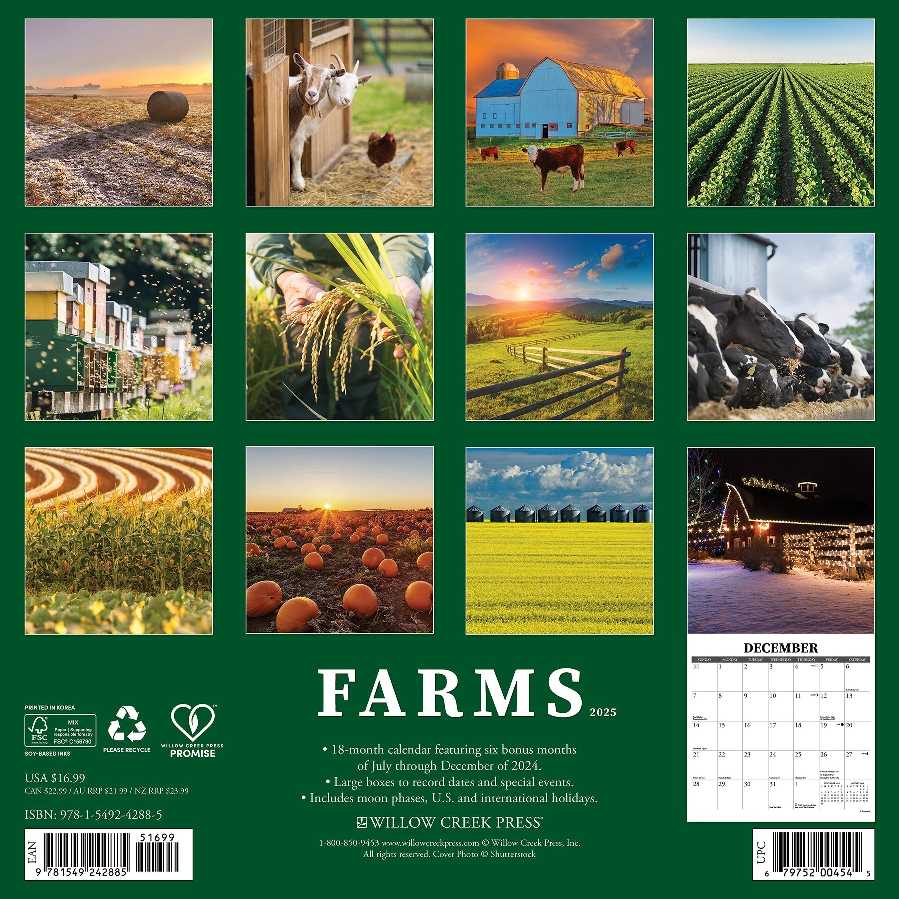 2025 Farms - Square Wall Calendar