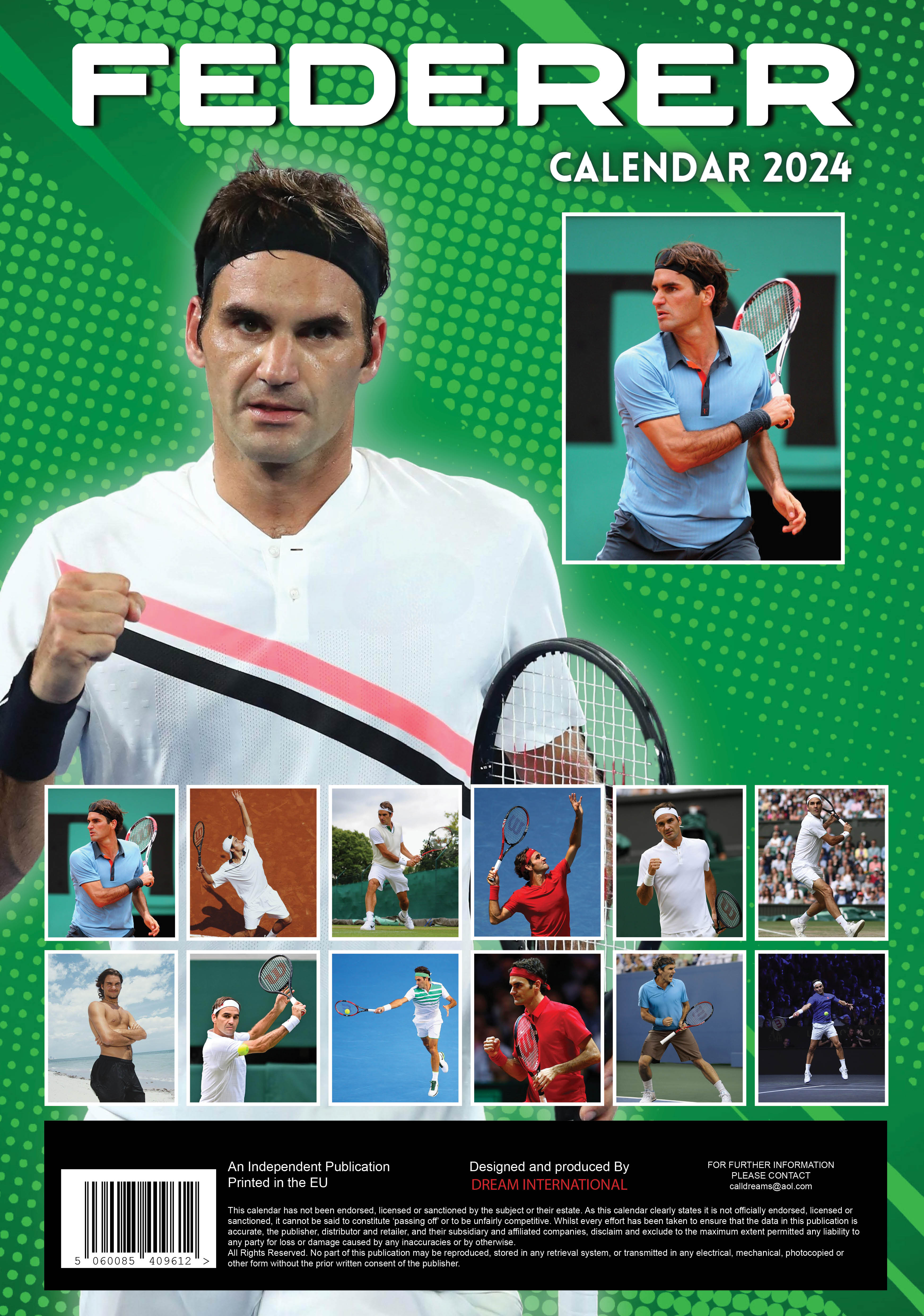 2024 Roger Federer - A3 Wall Calendar