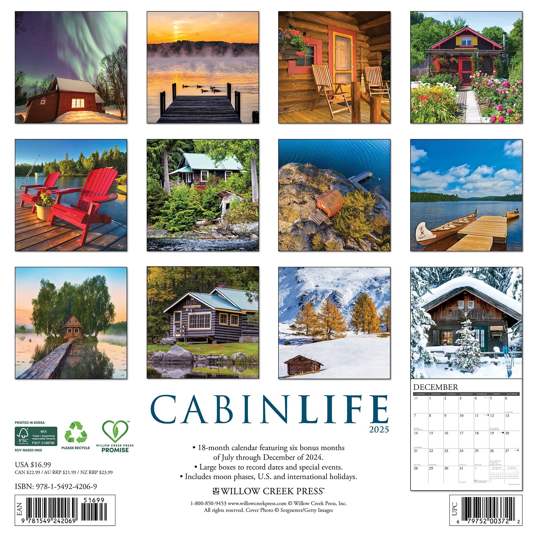 2025 CabinLife - Square Wall Calendar