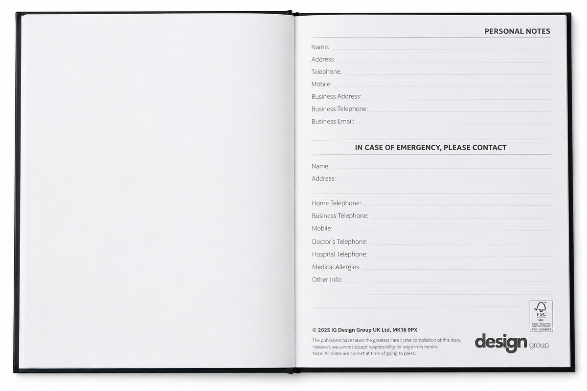 Personalised 2027 A4 Hard Cover Appointment Diary