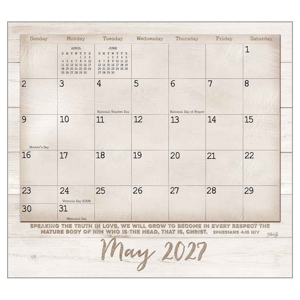 2027 Faith And Family - Scripture - Deluxe Wall Calendar
