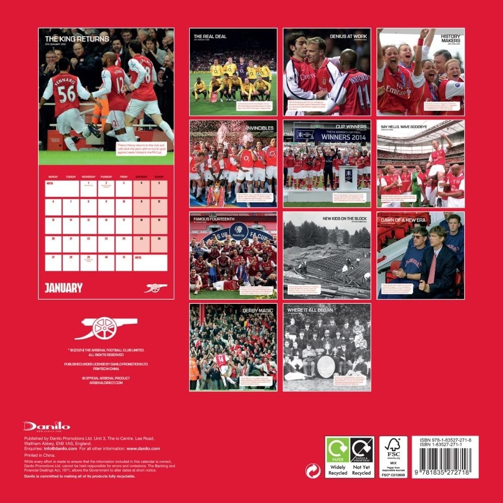 2025 Arsenal Fc Legends - Square Wall Calendar