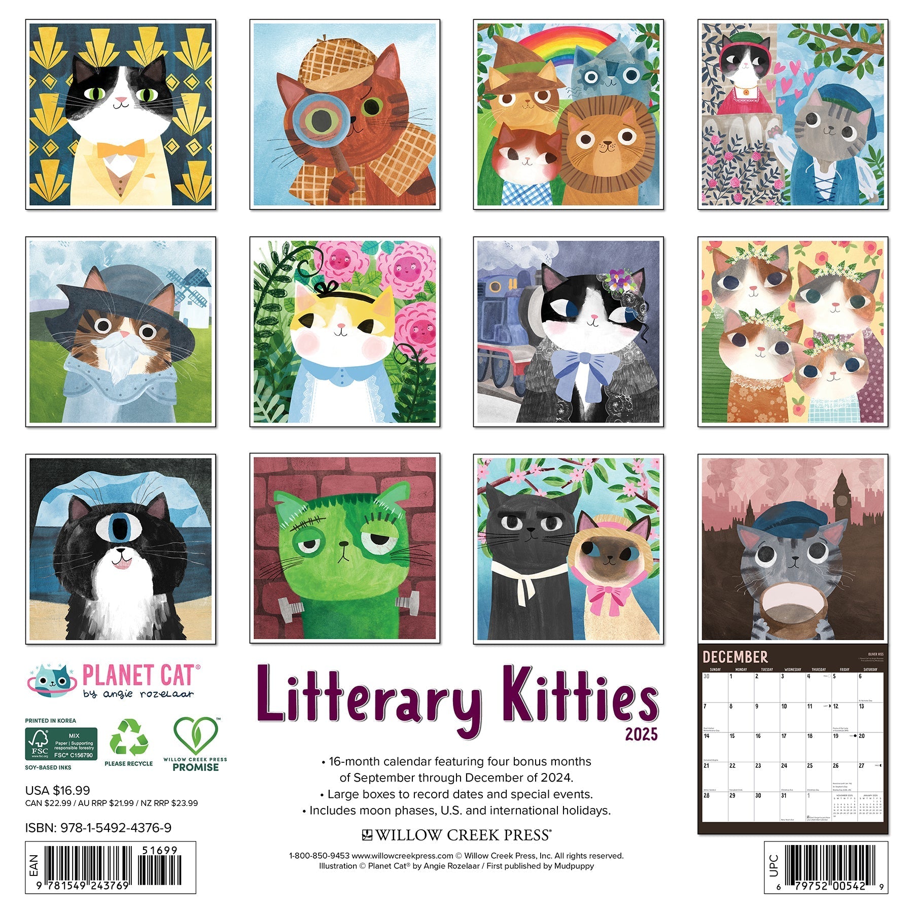 2025 Litterary Kitties - Square Wall Calendar