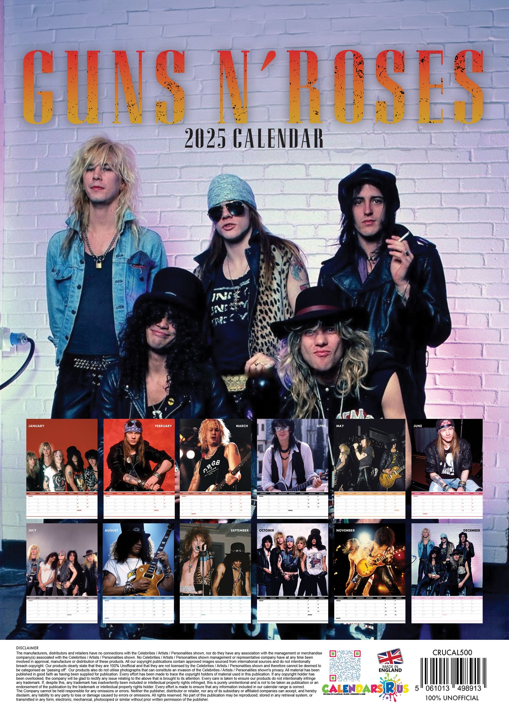 2025 Guns 'N' Roses - A3 Wall Calendar