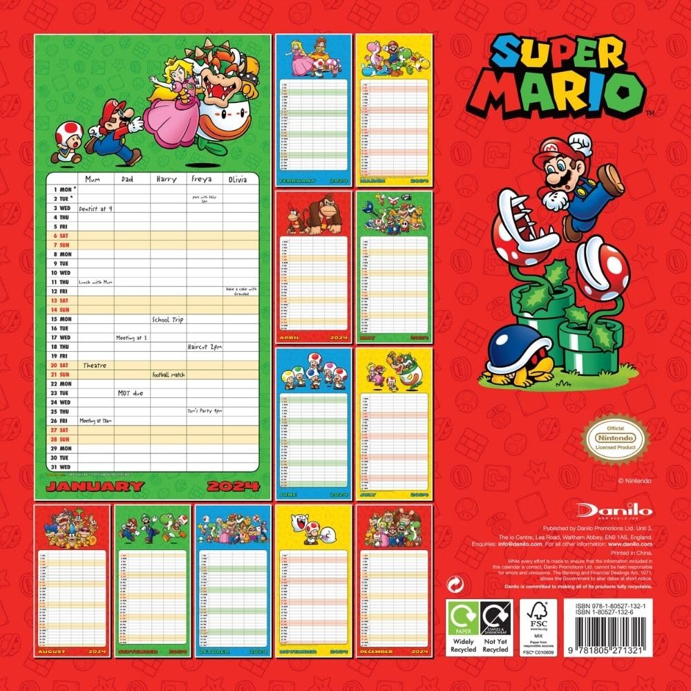 2024 Super Mario Family - Square Wall Calendar  SOLD OUT