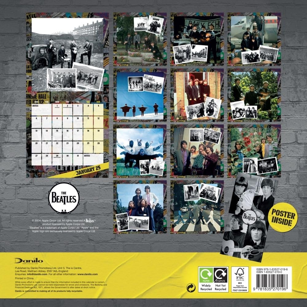 2025 The Beatles - Square Wall Calendar