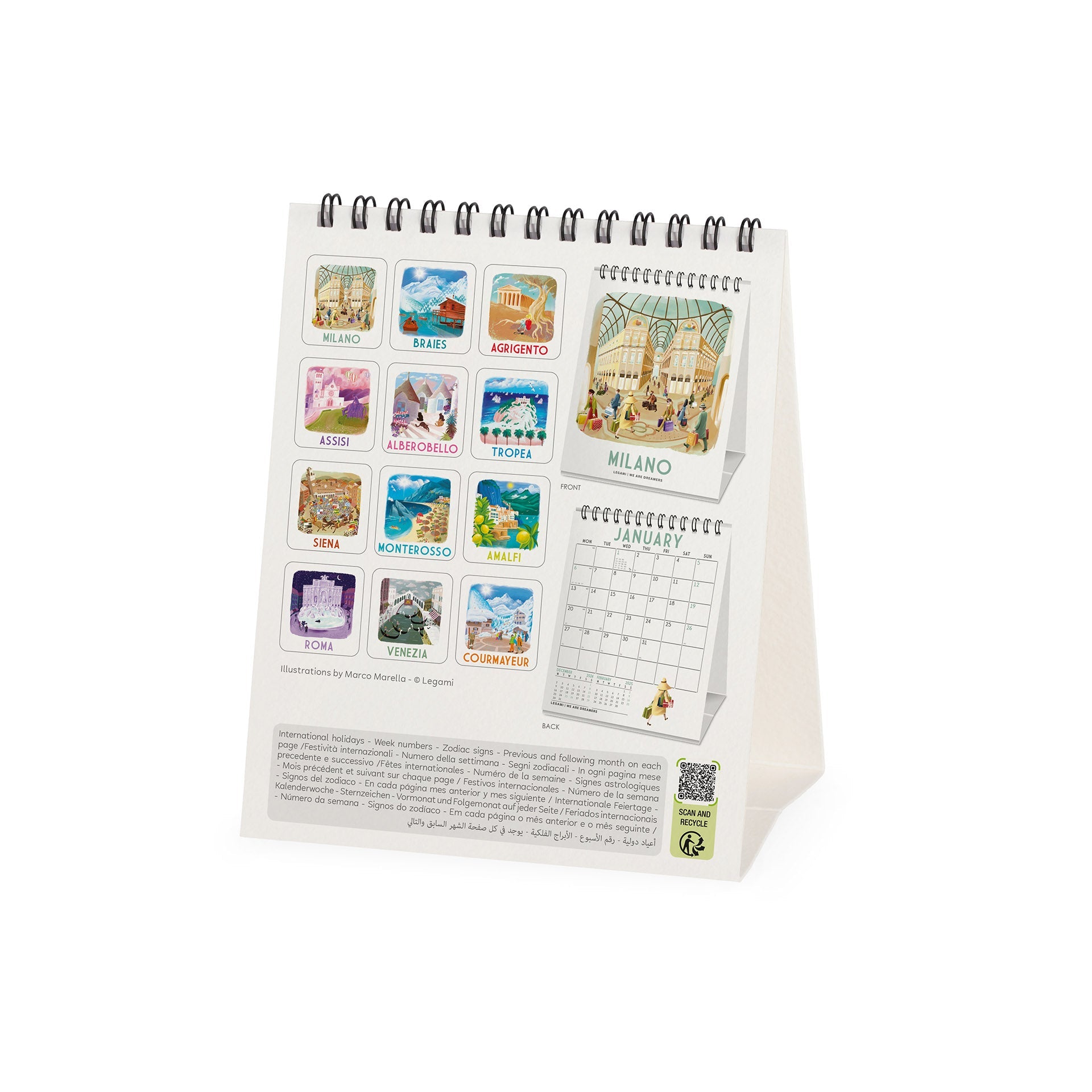 2025 Italy by Legami - Desk Easel Calendar