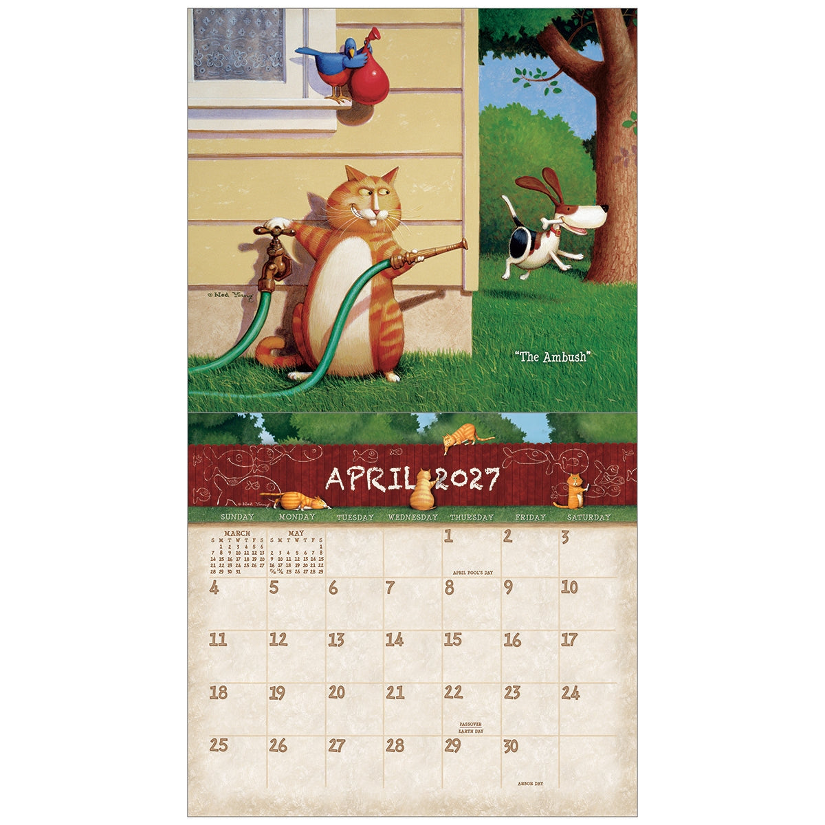 2027 A Cat's Life - Deluxe Wall Calendar by Rod Young