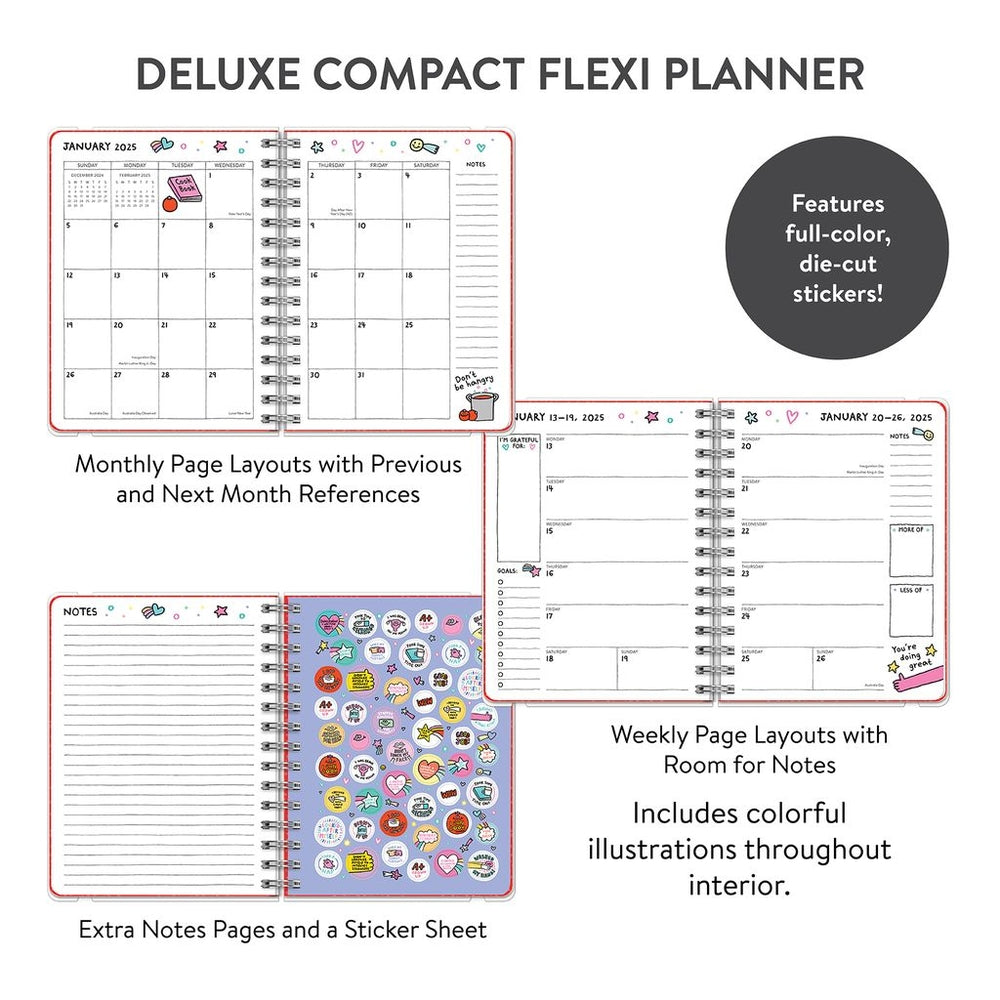 2025 Doodle Days - Deluxe Compact Flexi Weekly & Monthly Diary/Planner