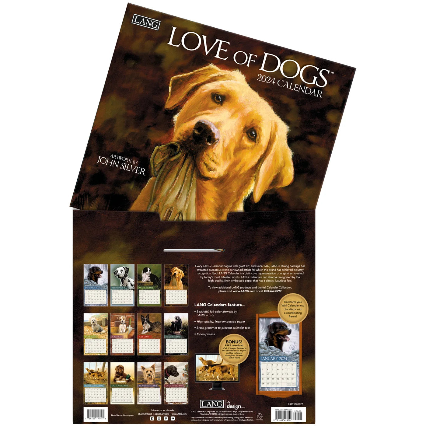 2024 LANG Love Of Dogs By John Silver - Deluxe Wall Calendar