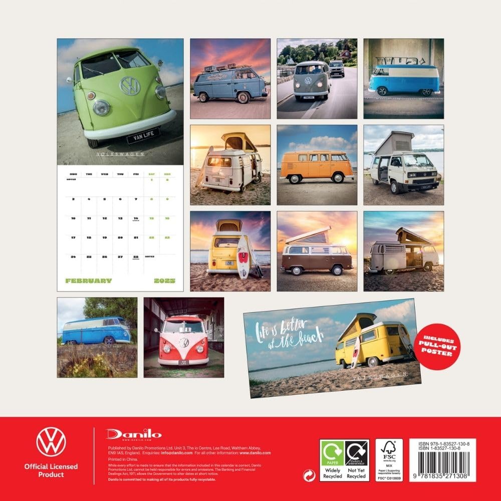 2025 Vw Campervans - Square Wall Calendar