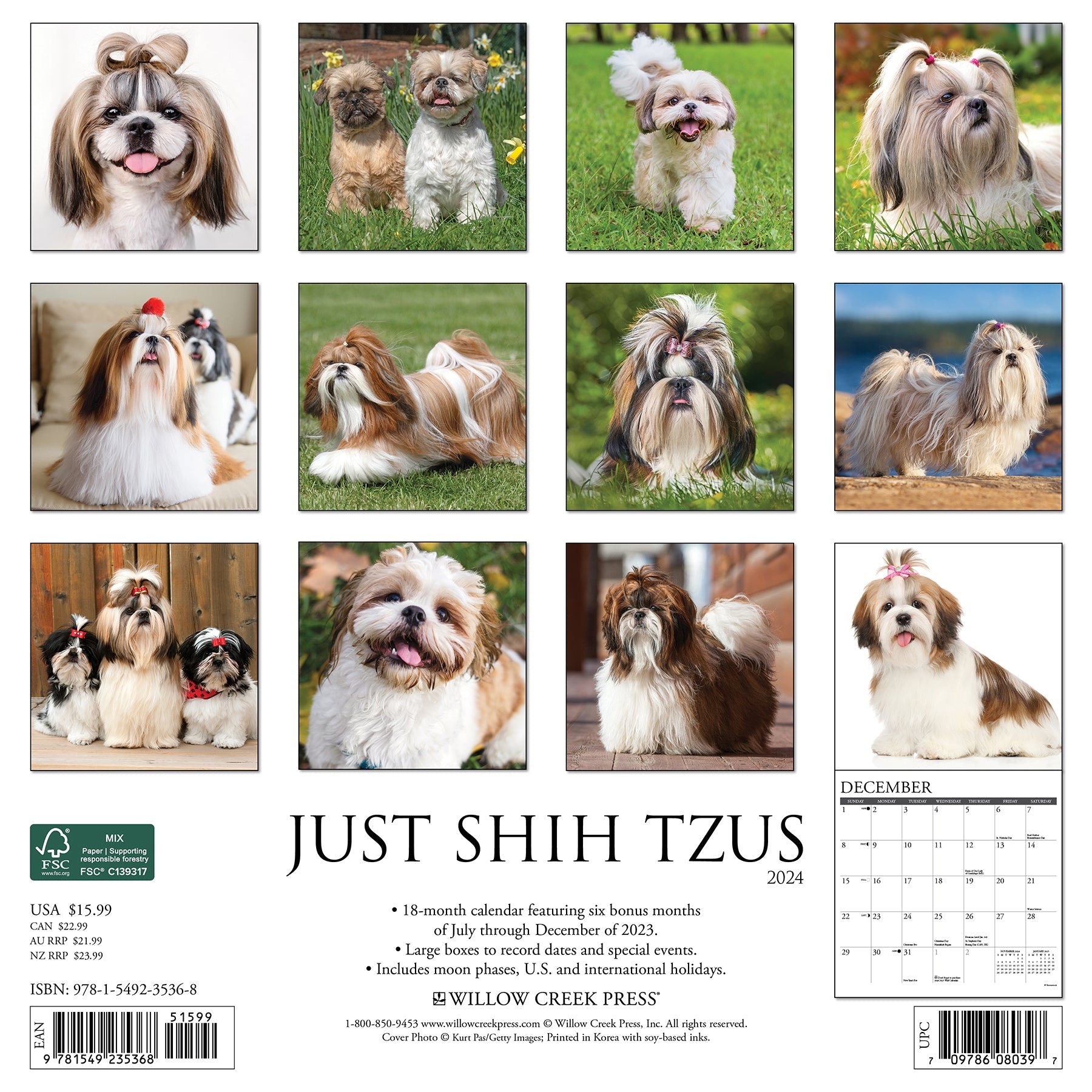 2024 Just Shih Tzus Square Wall Calendar Dogs & Puppies Calendars