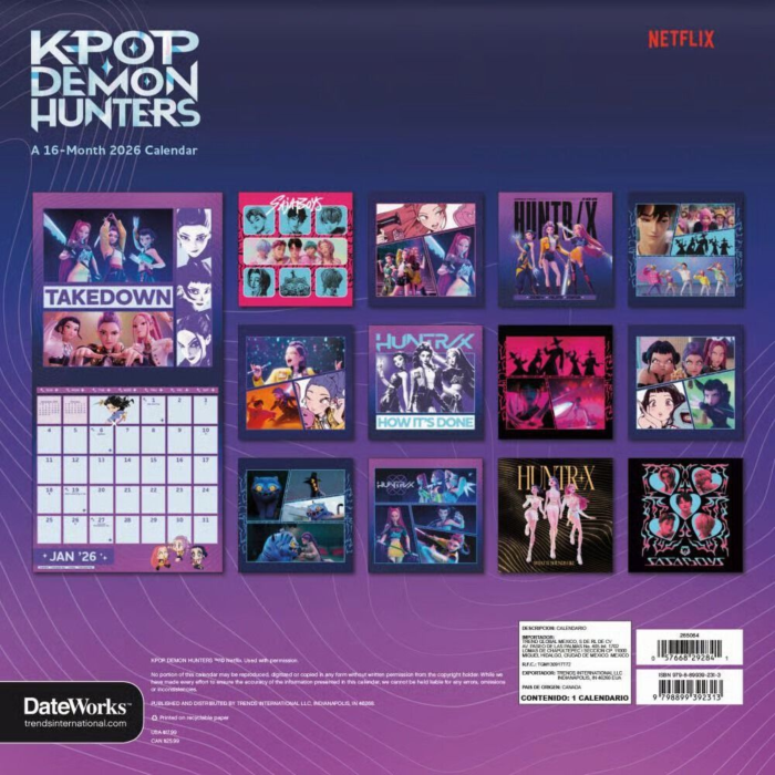 2026 K-Pop Demon Hunters (Official) - Square Wall Calendar